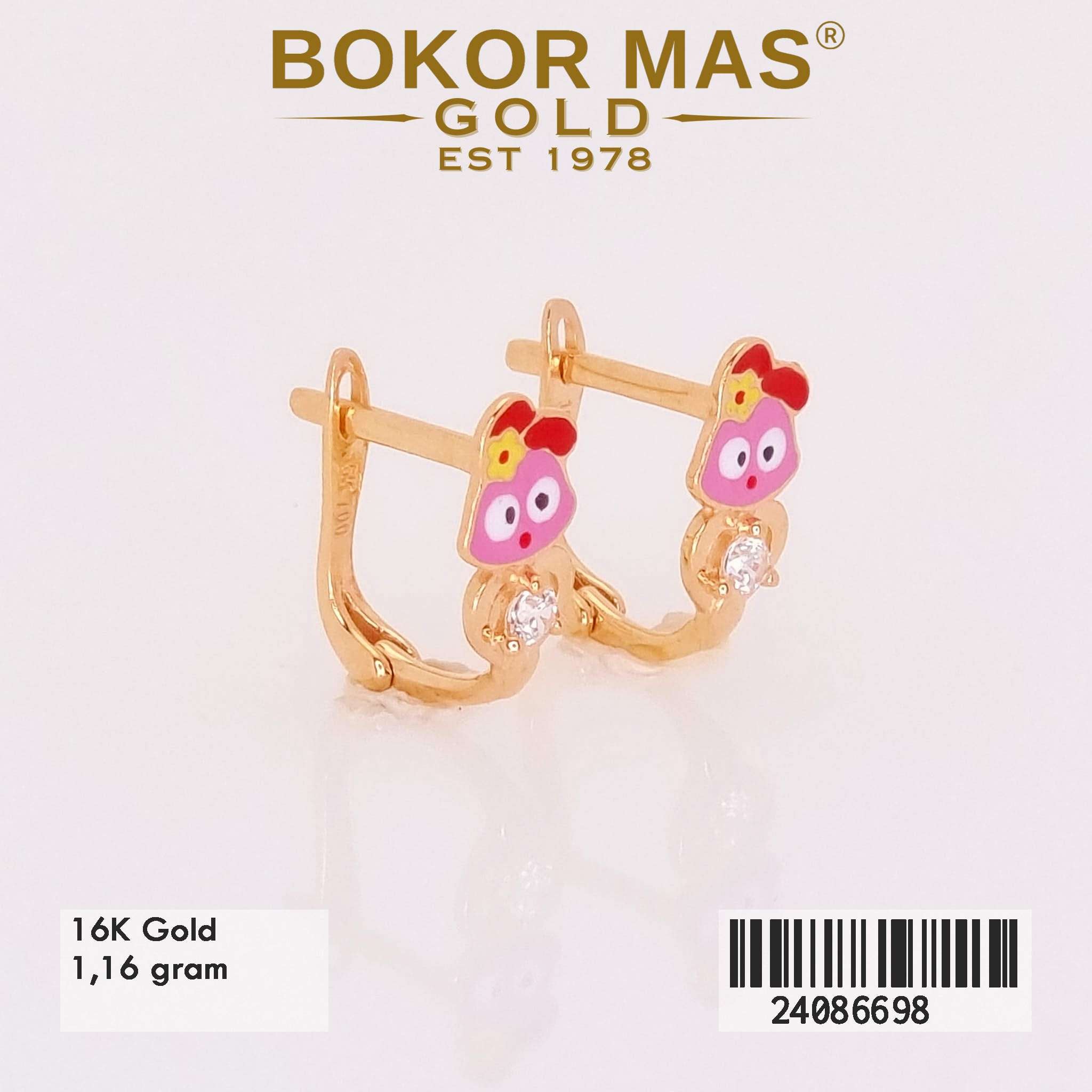 Anting Klip Anak Owl Pink Variasi Permata  - 24086698 - 16K