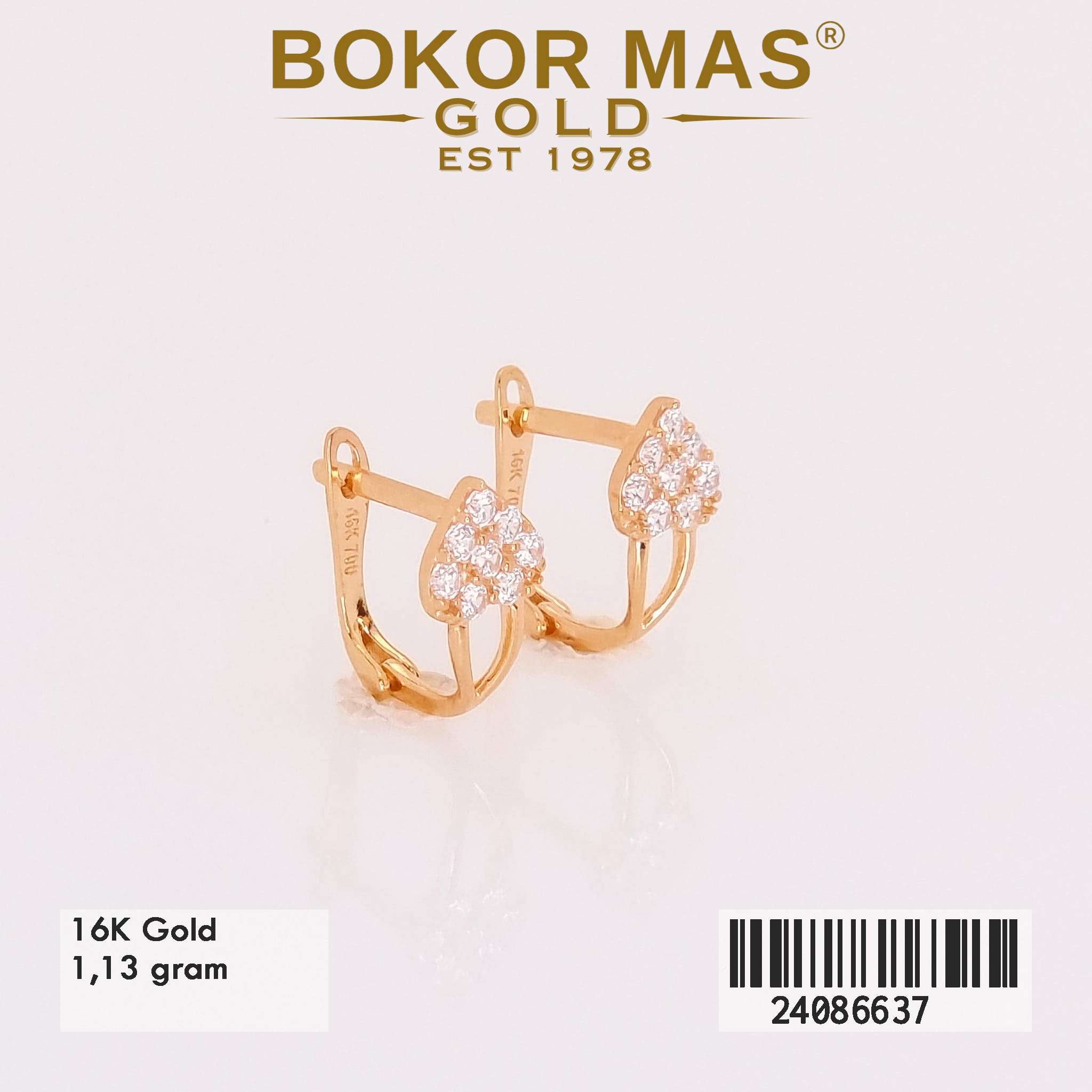 Anting Klip Love Variasi Permata Putih  - 24086637 - 16K
