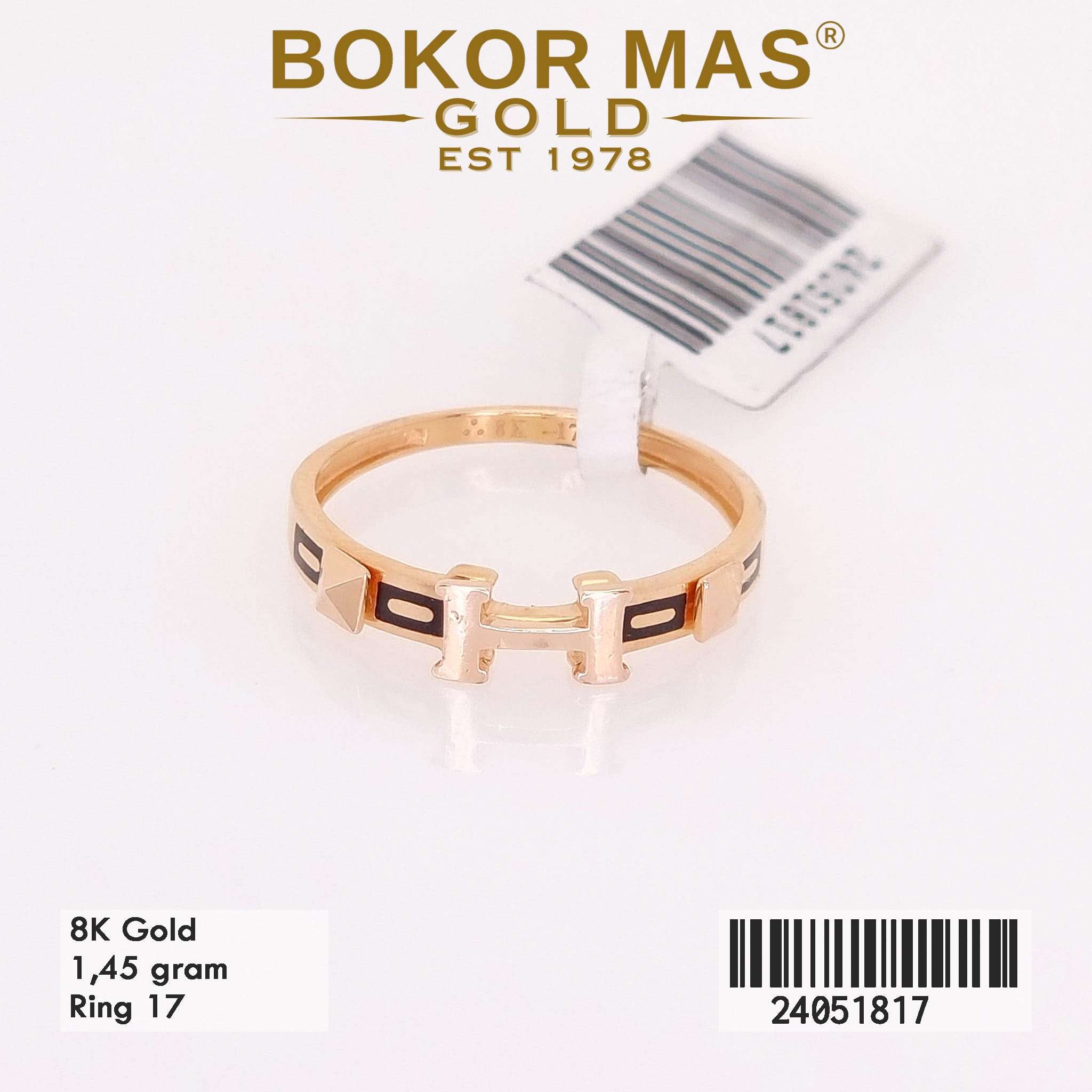 Cincin H Variasi Cat Hitam Tanpa Permata - 24051817 - 8K
