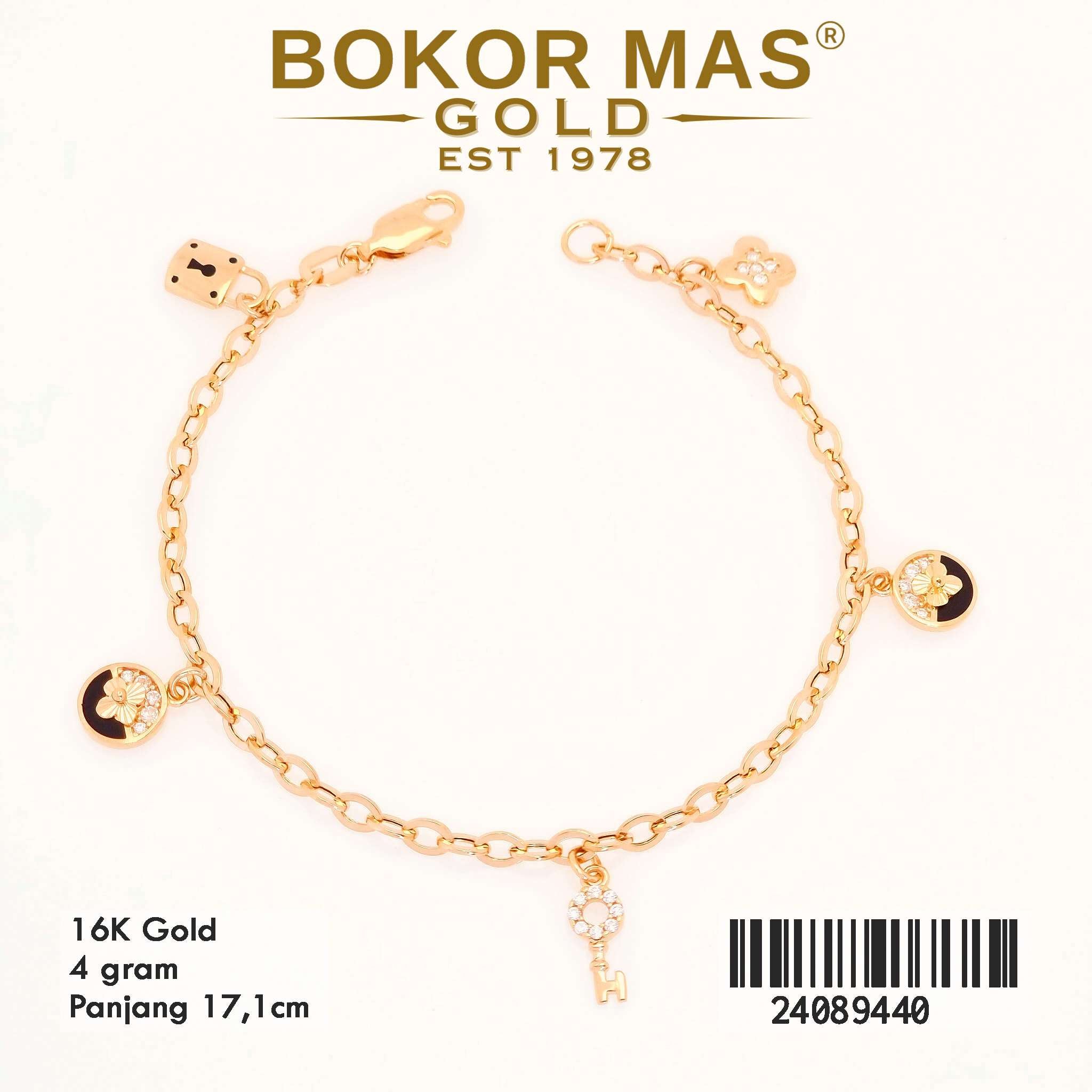 Gelang Rantai Hollotifani Variasi Bunga Gembok - 24089440 - 16K