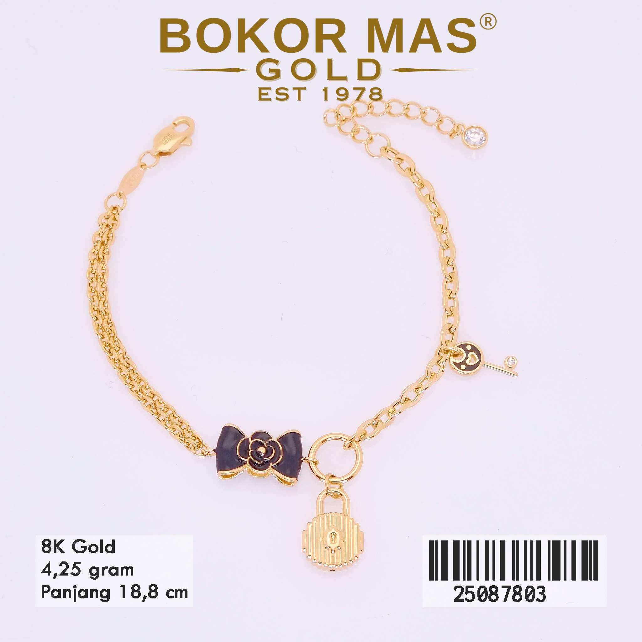 Gelang Rantai Variasi Pita Hitam - 25087803 - 8K