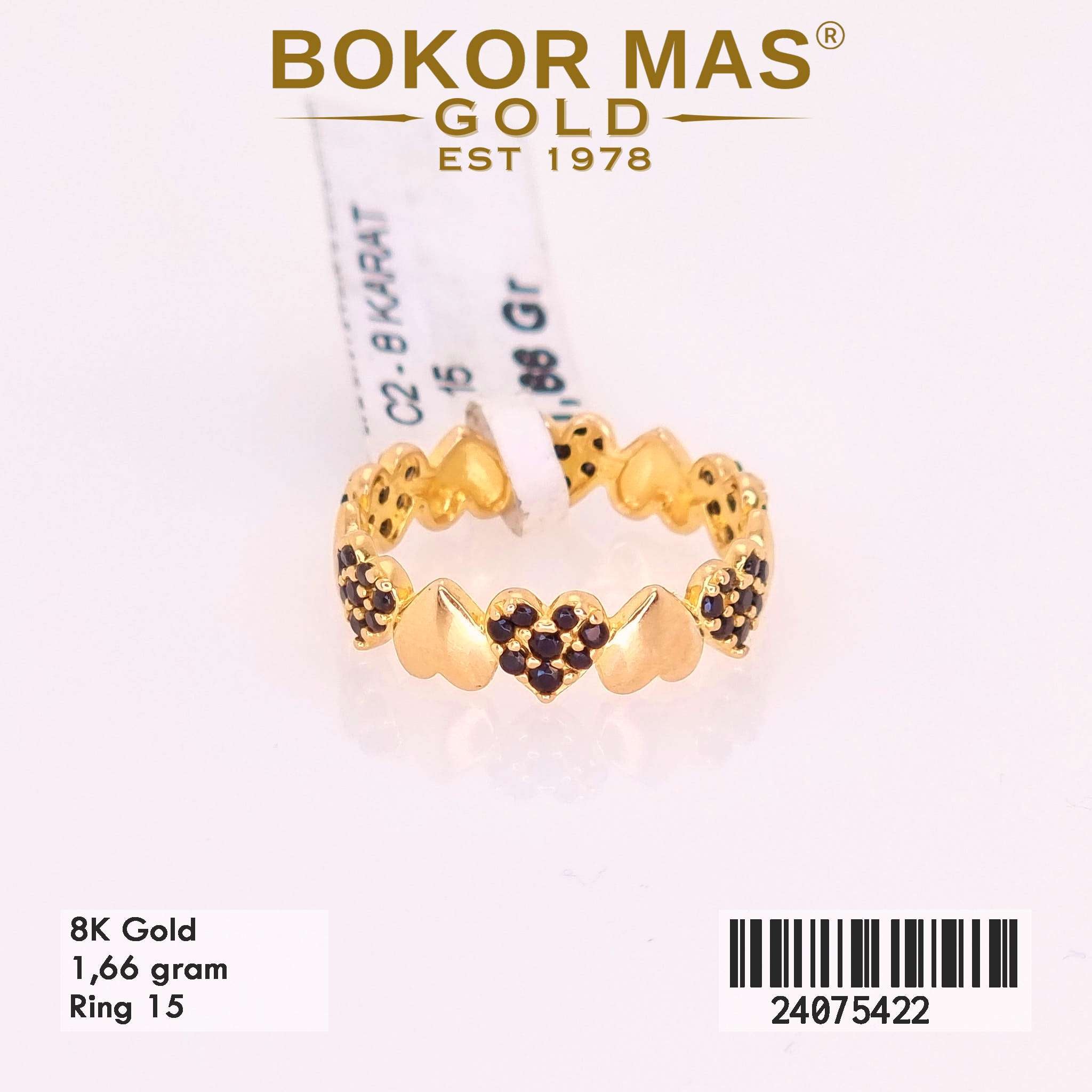 Cincin Variasi Hati Batu Hitam  - 24075422 - 8K