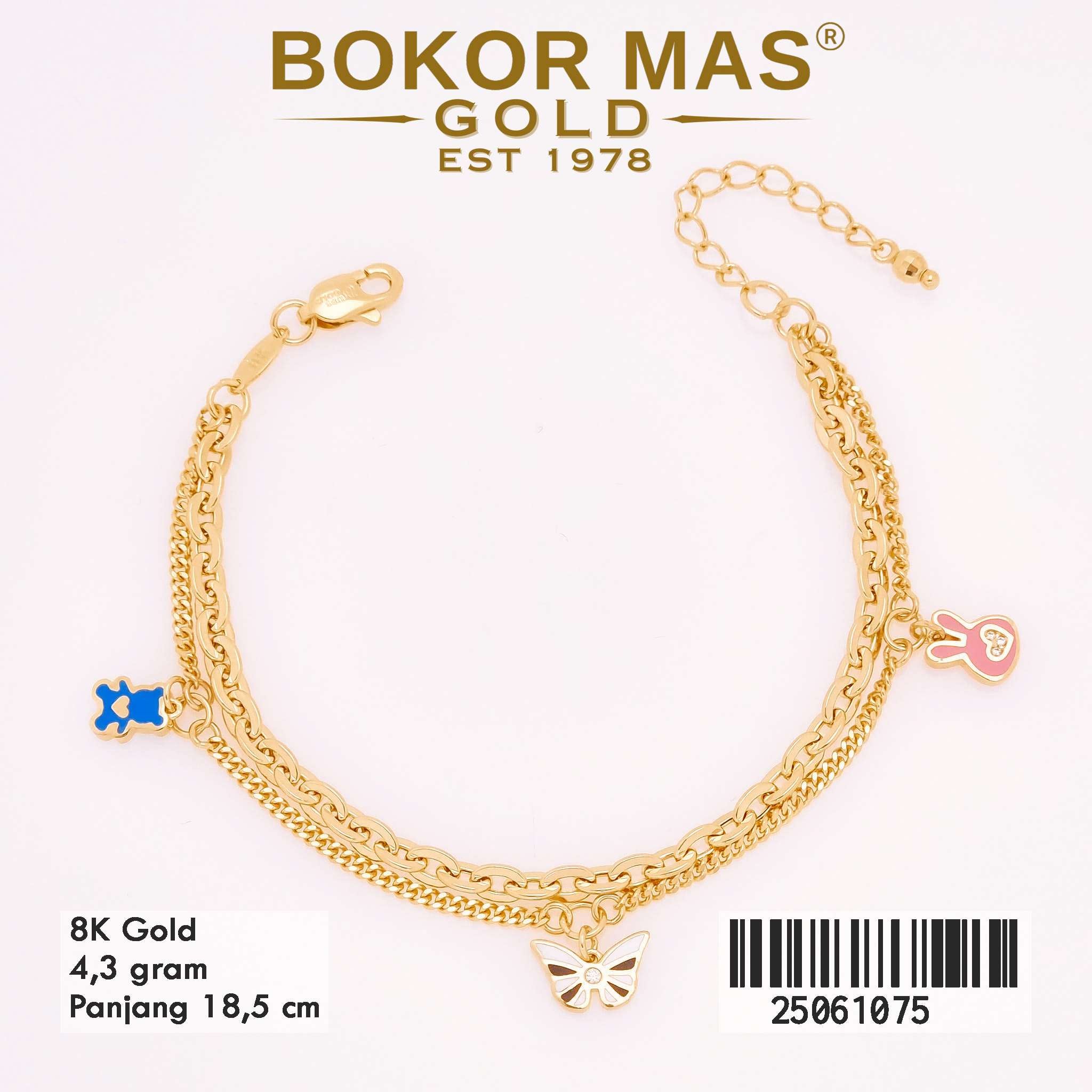 Gelang Emas Rantai Variasi Dua Layer Mainan - 25061075 - 8K
