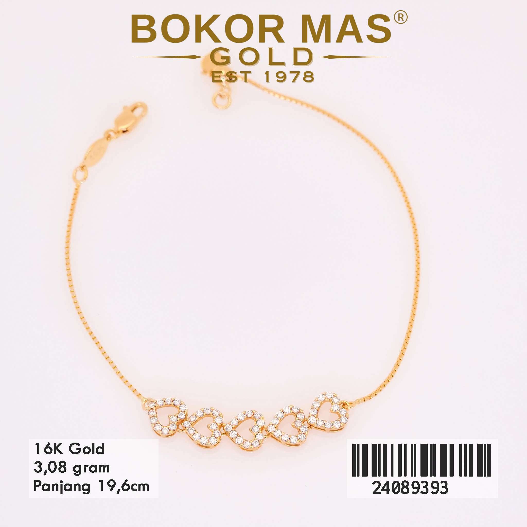 Gelang Rantai Italy Santa Variasi Serut Love - 24089393 - 16K