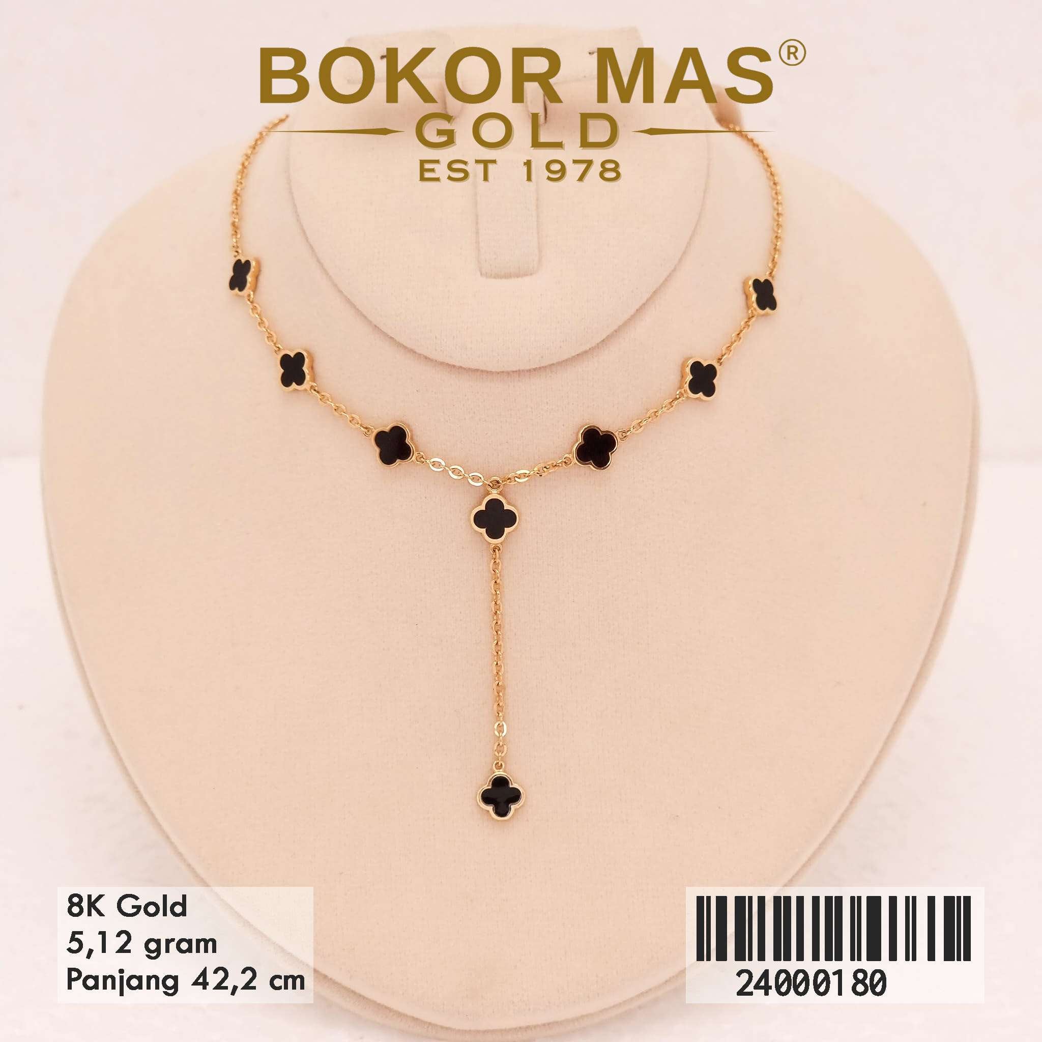 Kalung Variasi Clover Hitam Juntai - 24000180 - 8K