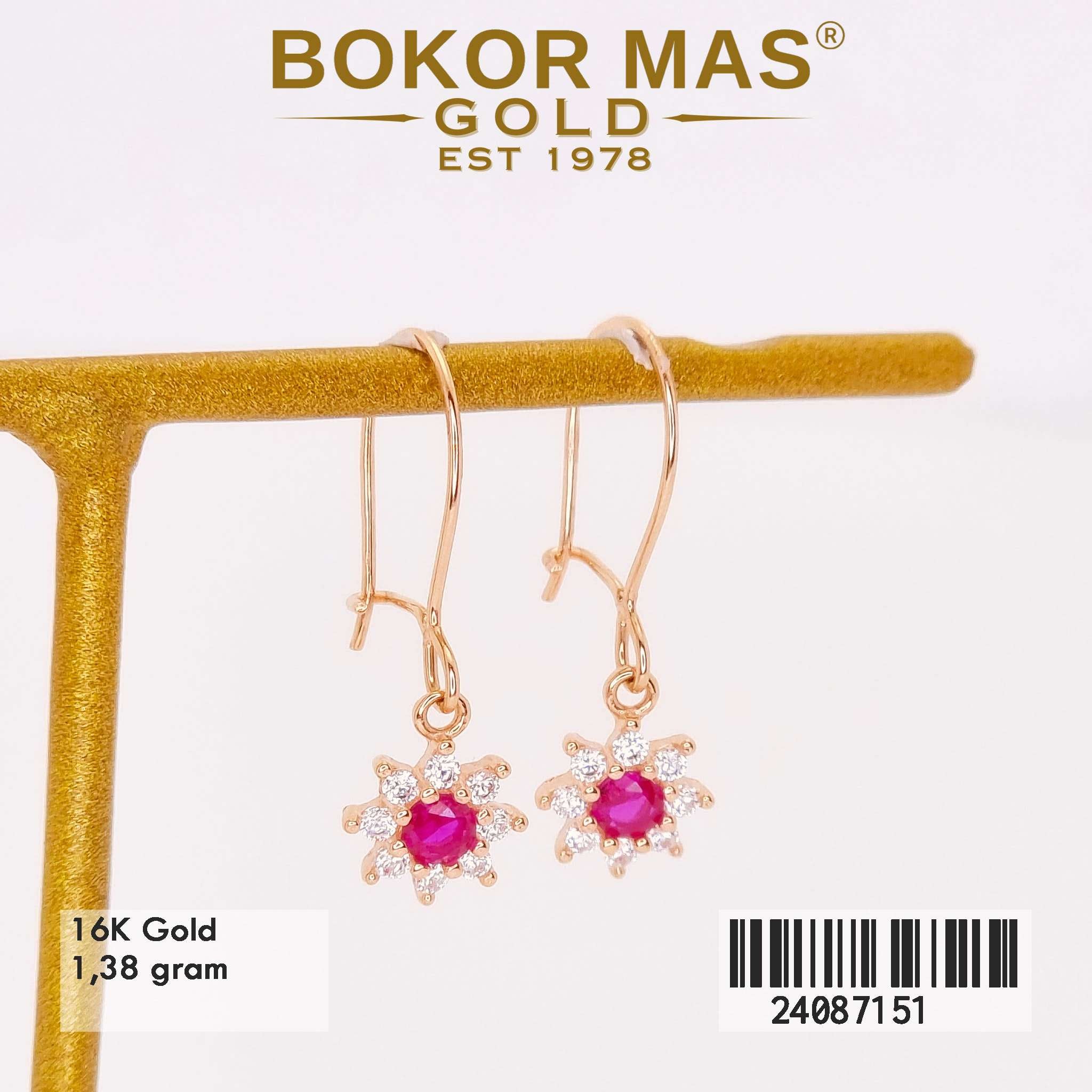Anting Desi Bunga Pink Variasi Permata - 24087151 - 16K