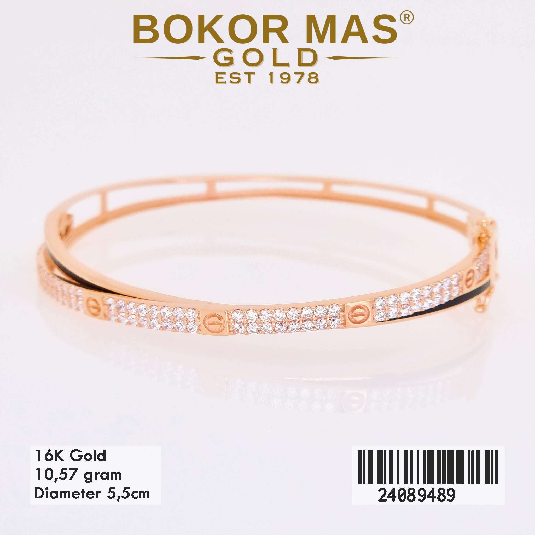 Gelang Kaku Variasi List Hitam Permata - 24089489 - 16K