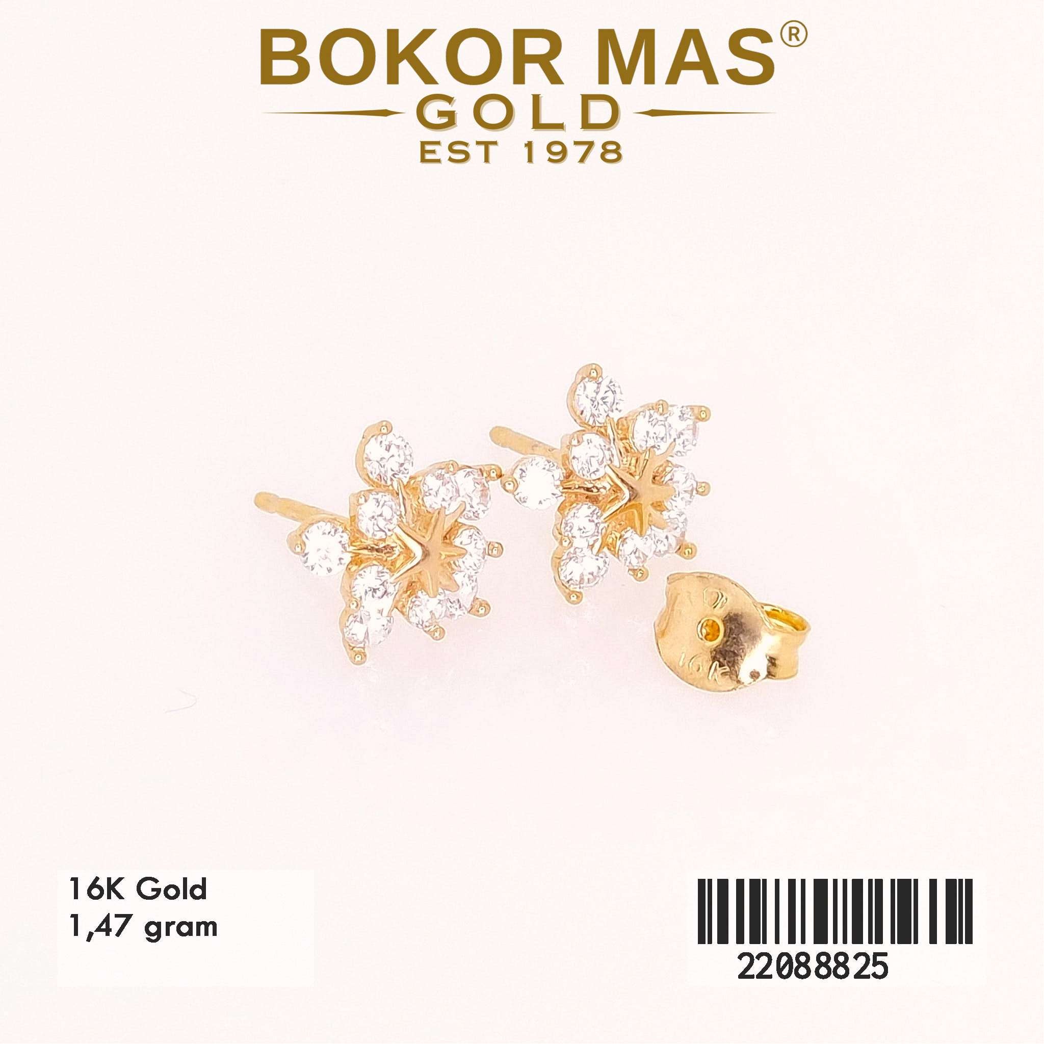 Giwang Tusuk Variasi Bunga Permata - 22088825 - 16K