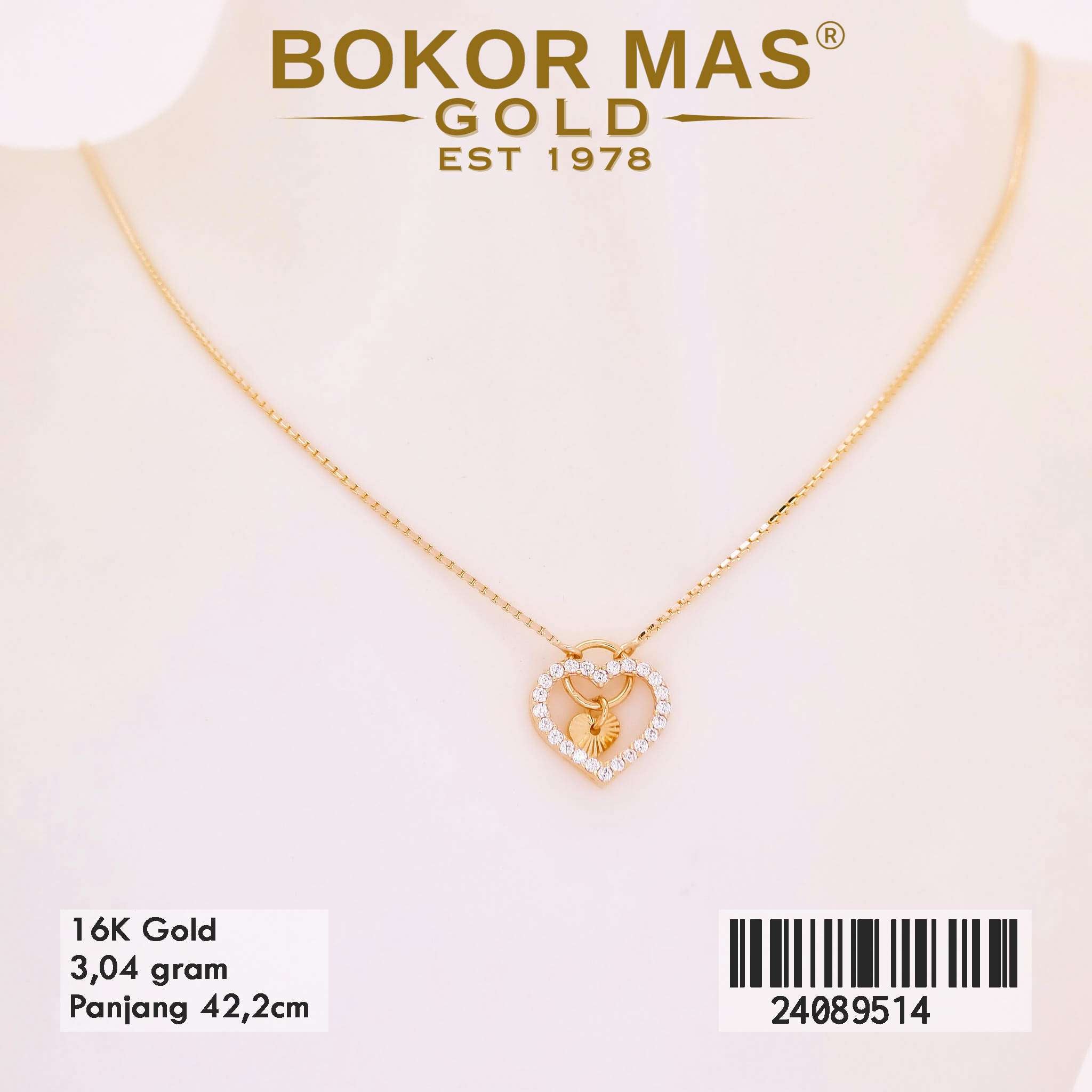 Kalung Italy Santa Variasi Hati Permata - 24089514 - 16K