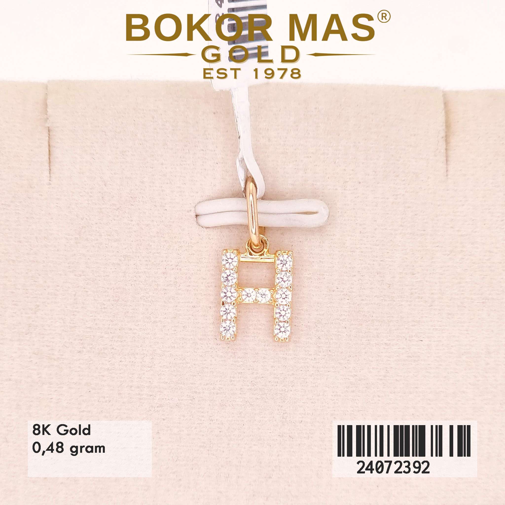 Liontin Huruf H Variasi Permata Putih - 24072392 - 8K