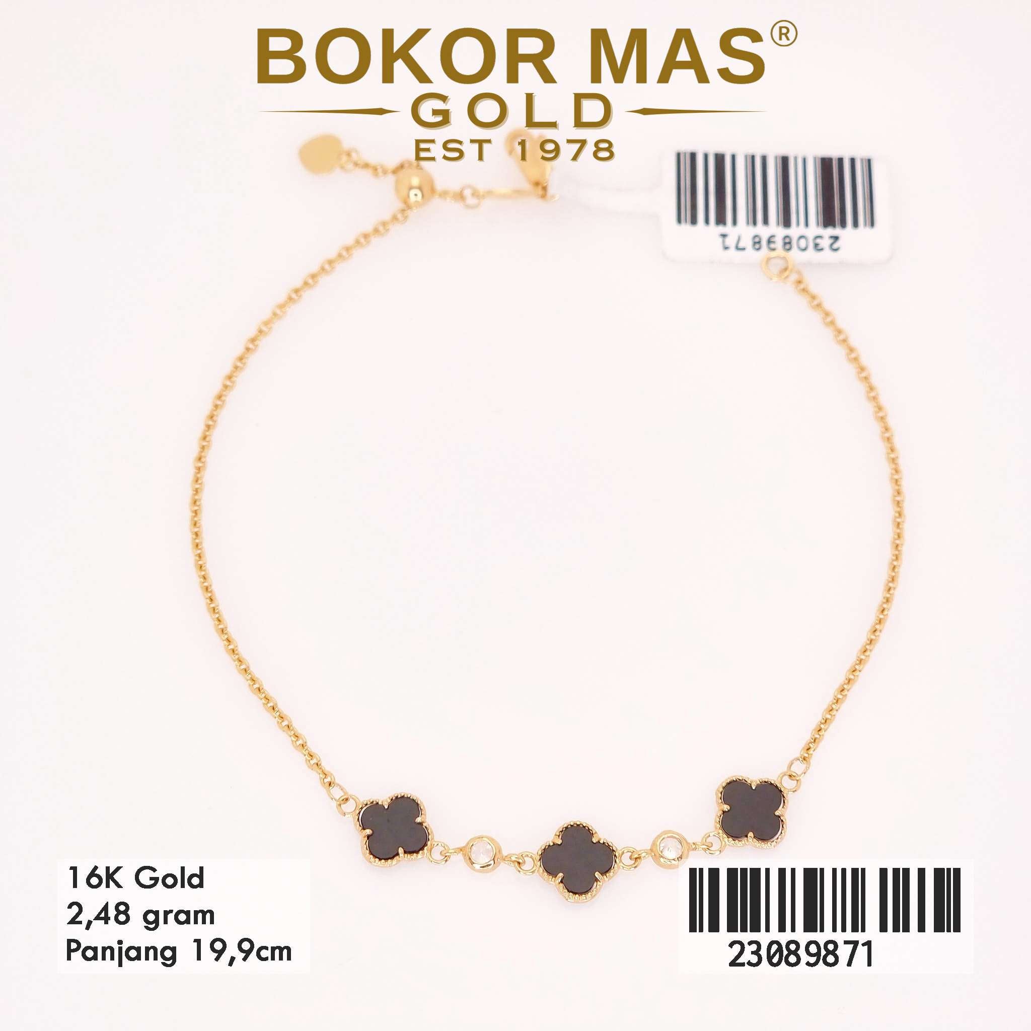 Gelang Rantai Siem Variasi Clover Hitam - 23089871 - 16K