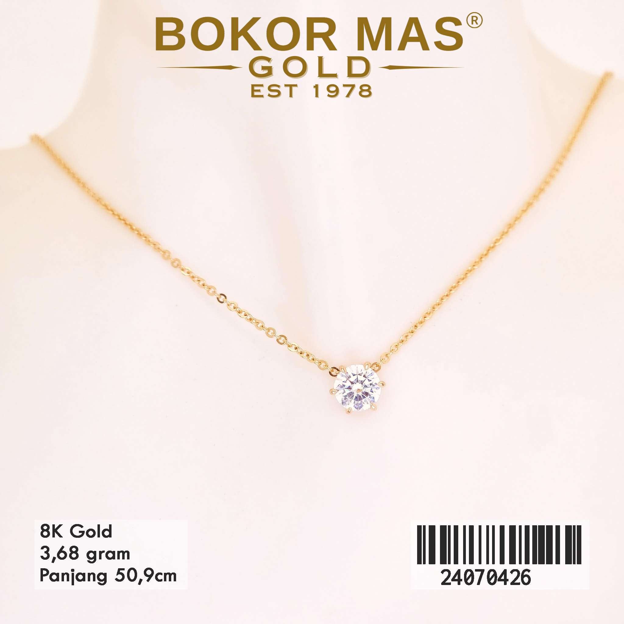 Kalung Bulat Variasi Permata Warna Putih - 24070426 - 8K
