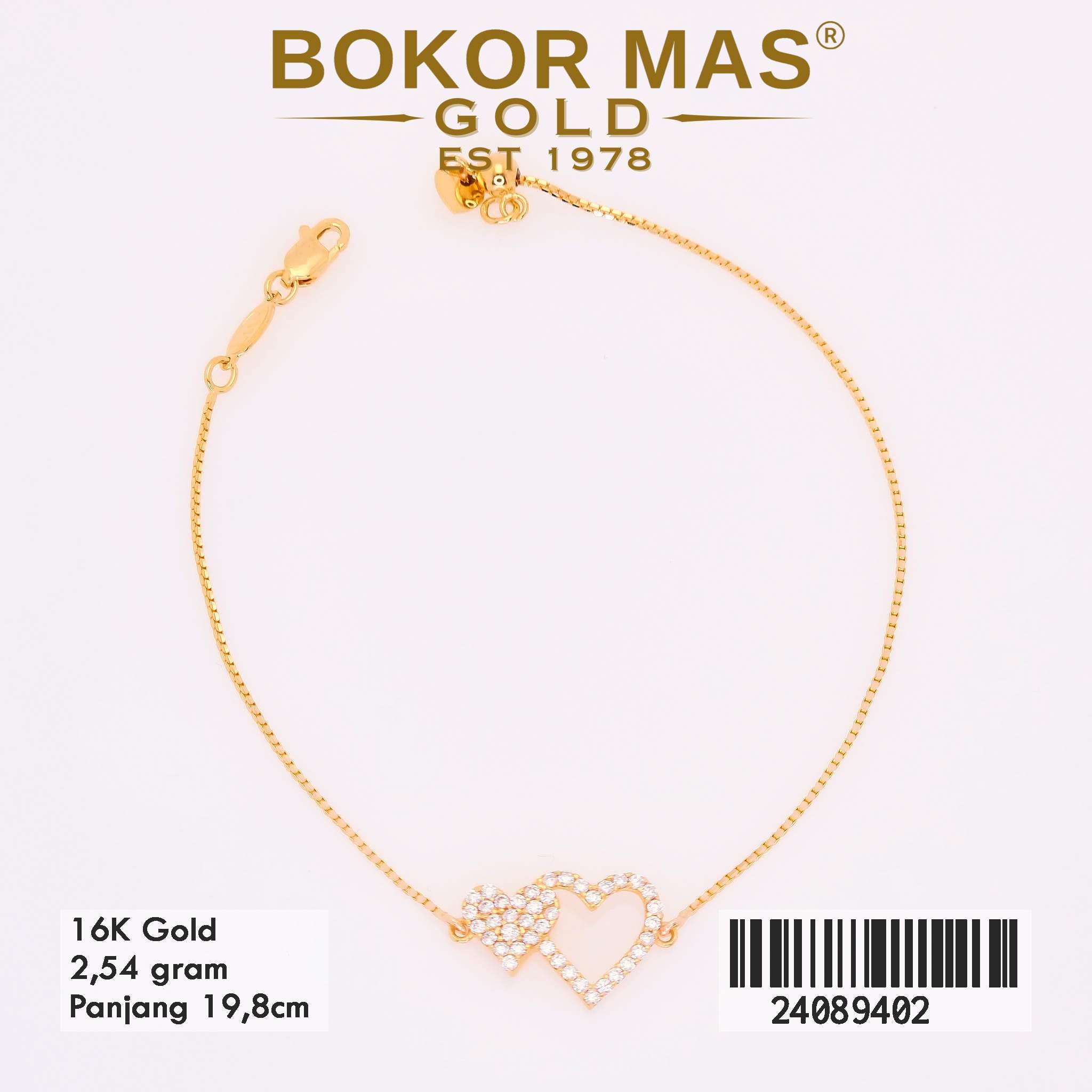 Gelang Rantai Variasi Serut Dua Hati - 24089402 - 16K