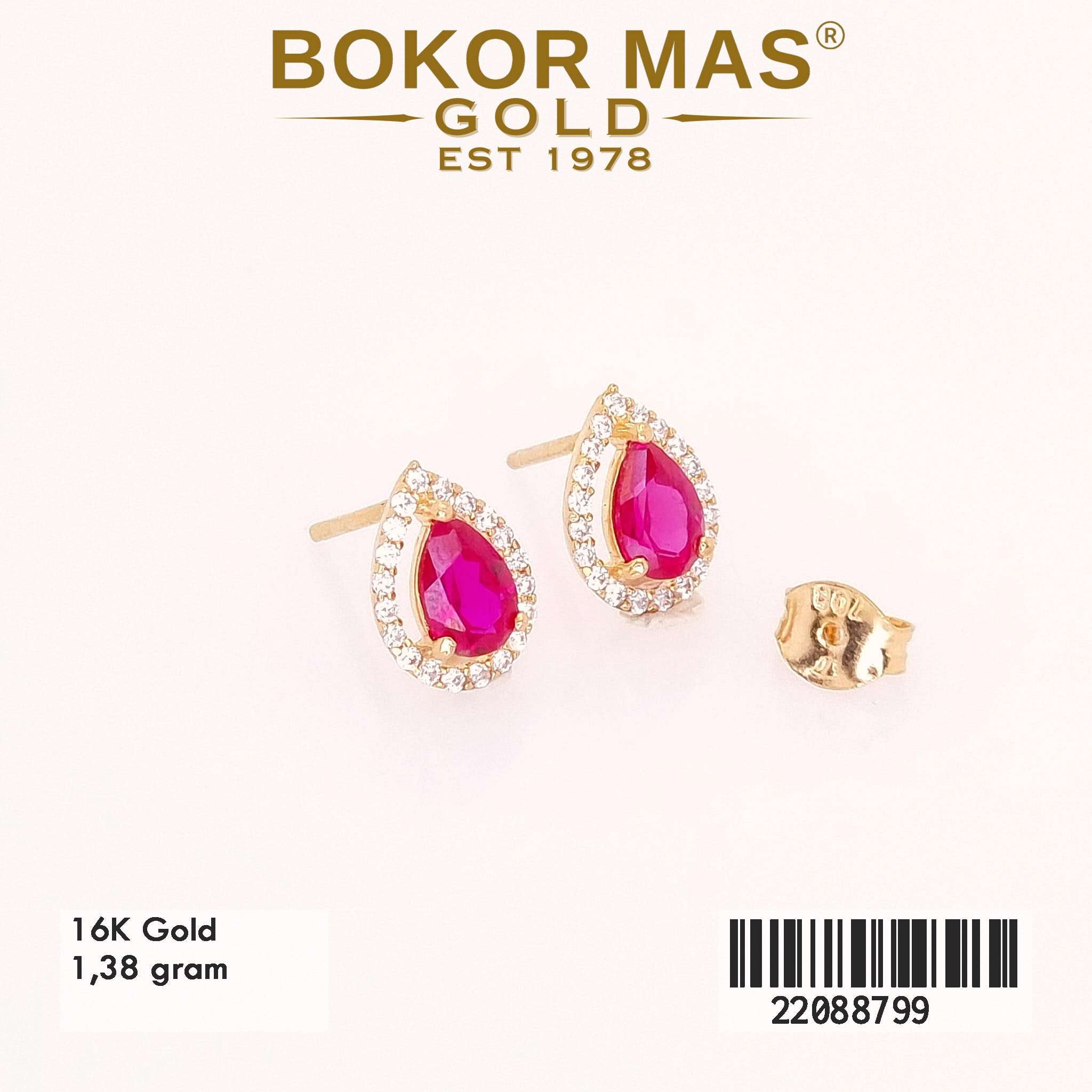 Giwang Tusuk Variasi Permata Merah - 22088799 - 16K