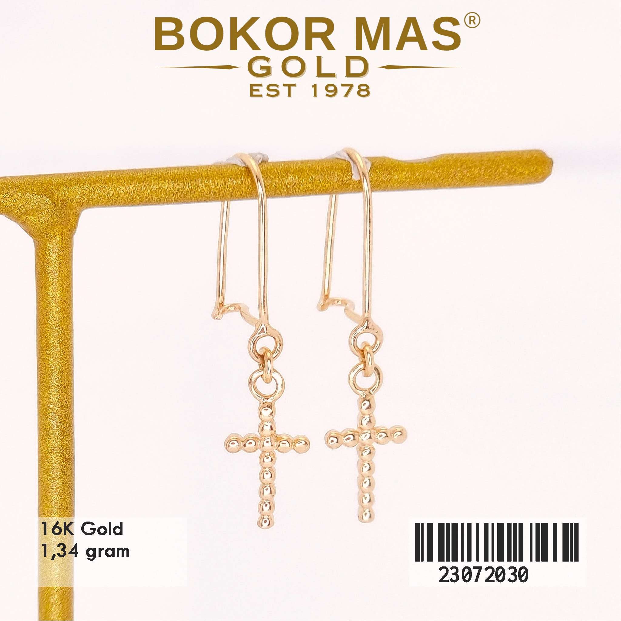 Anting Desi Gantung Variasi Salib Tanpa Permata - 23072030 - 16K