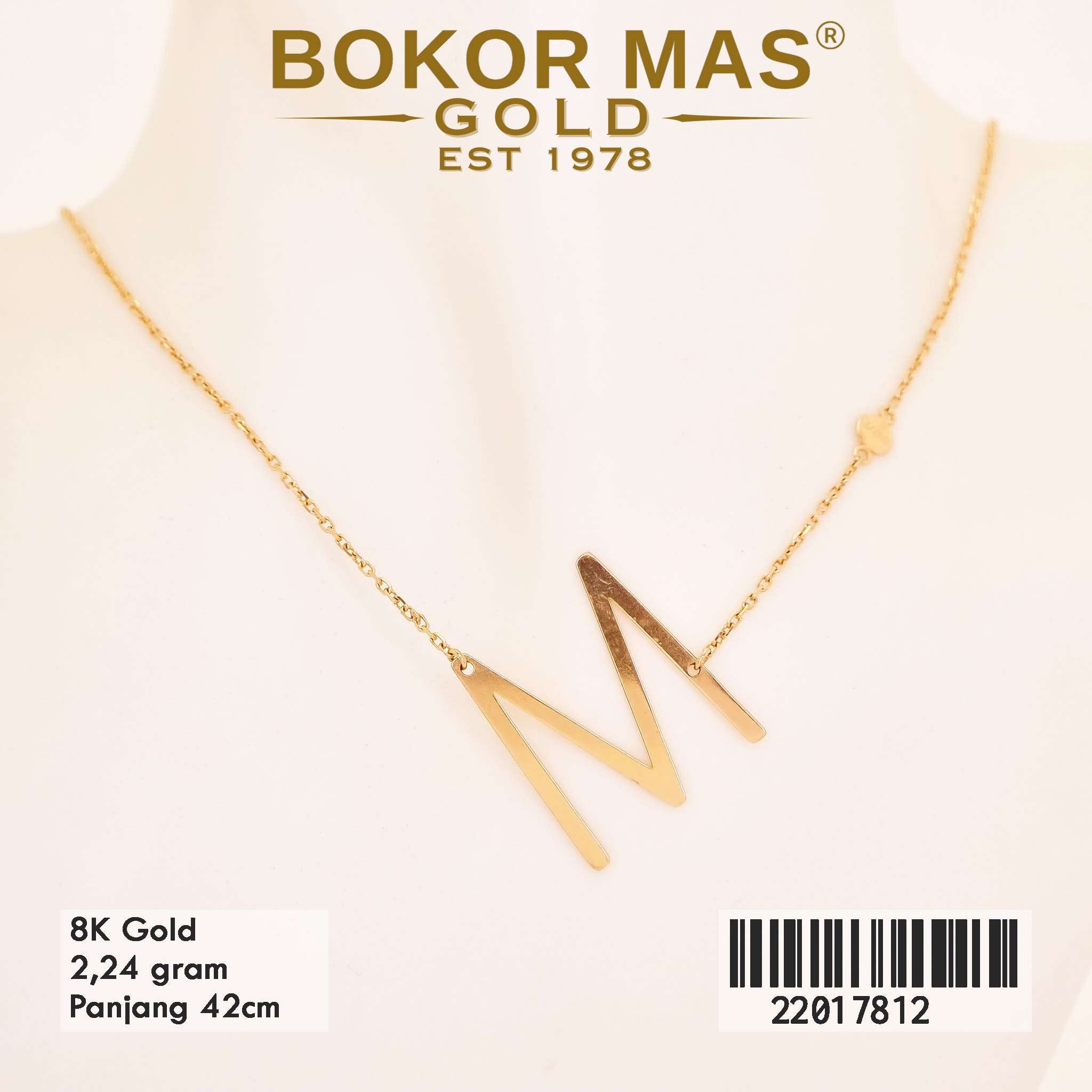 Kalung Huruf M Variasi Tanpa Permata - 22017812 - 8K