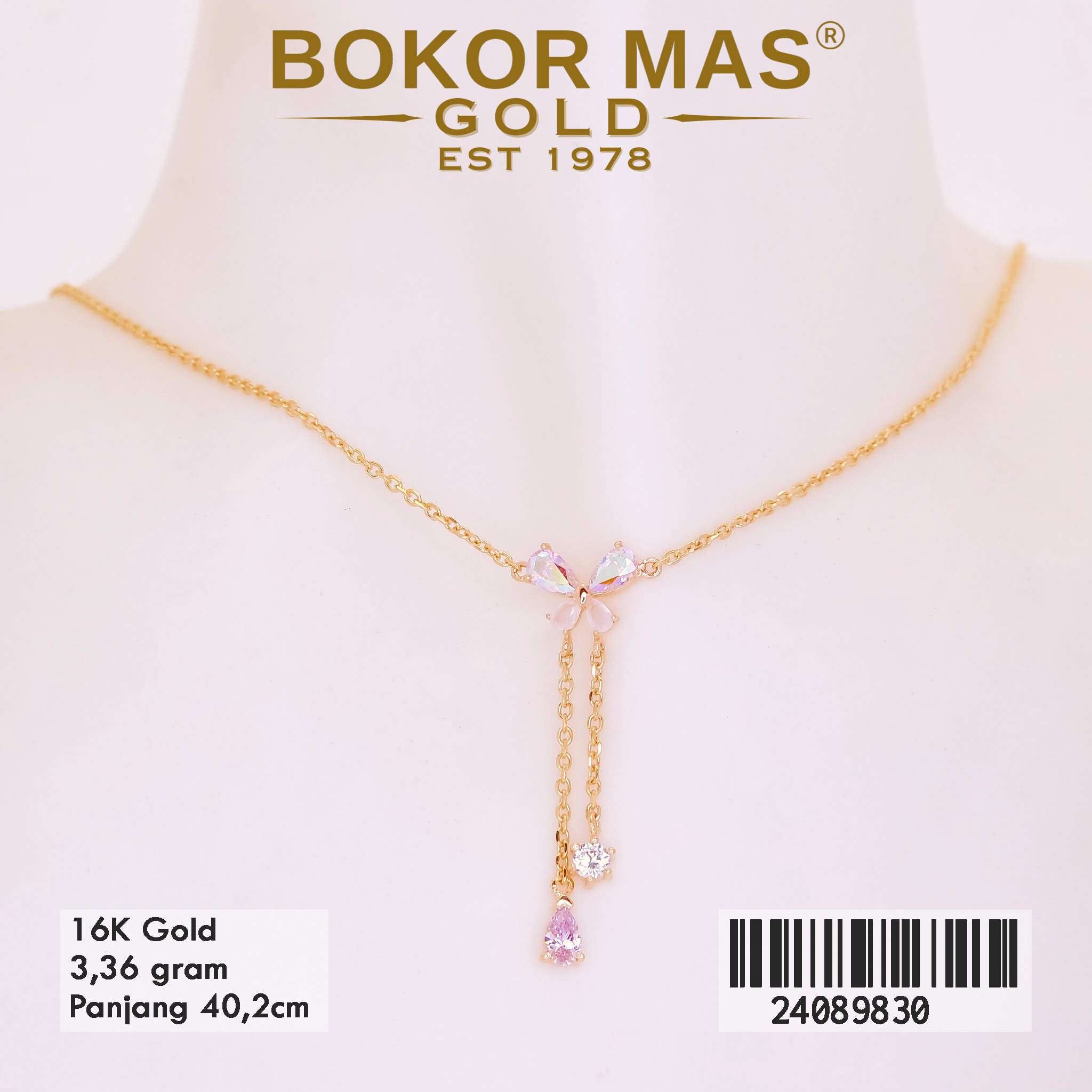 Kalung Siyem Variasi kupu Juntai Permata - 24089830 - 16K
