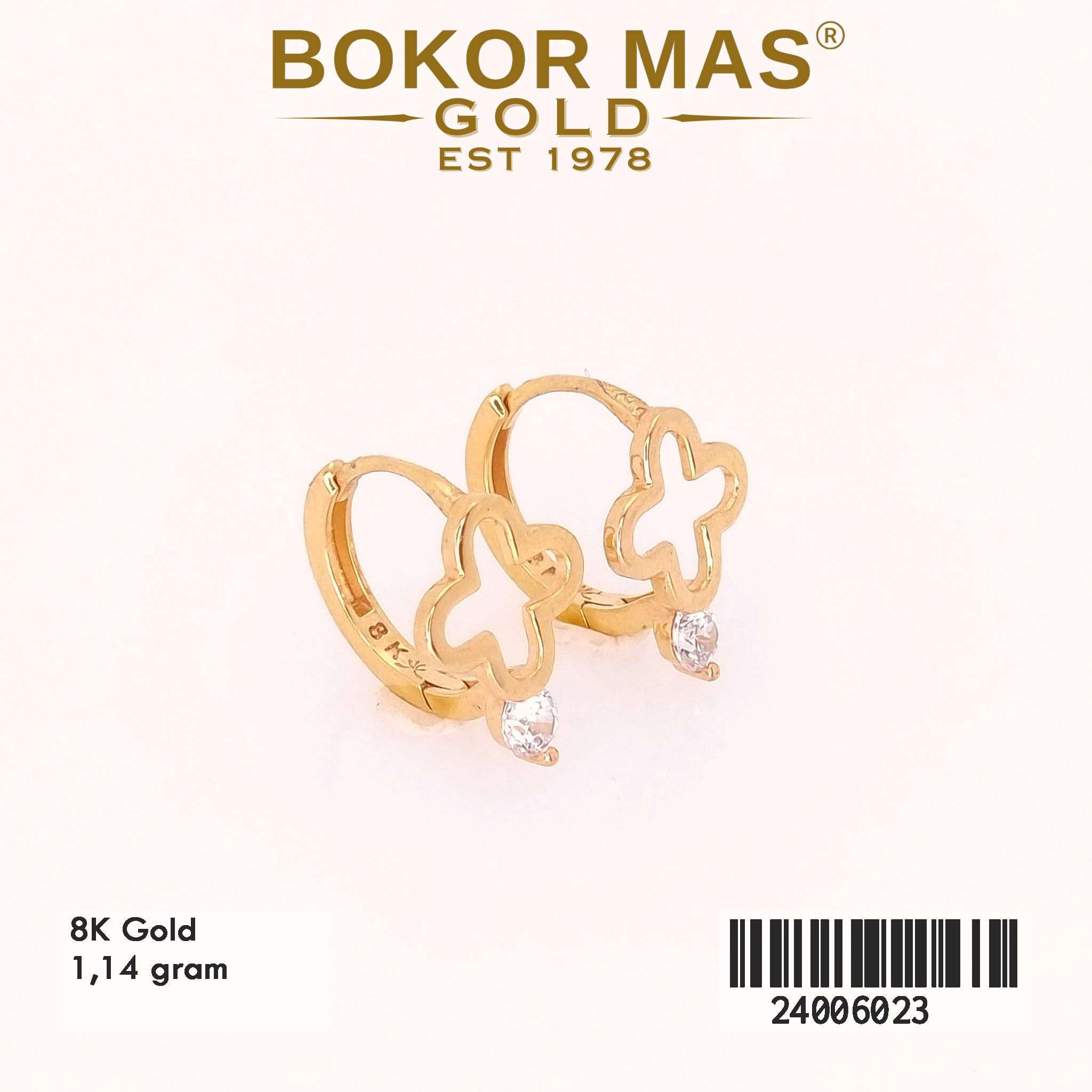 Anting Klip Bunga Variasi Permata - 24006023 - 8K