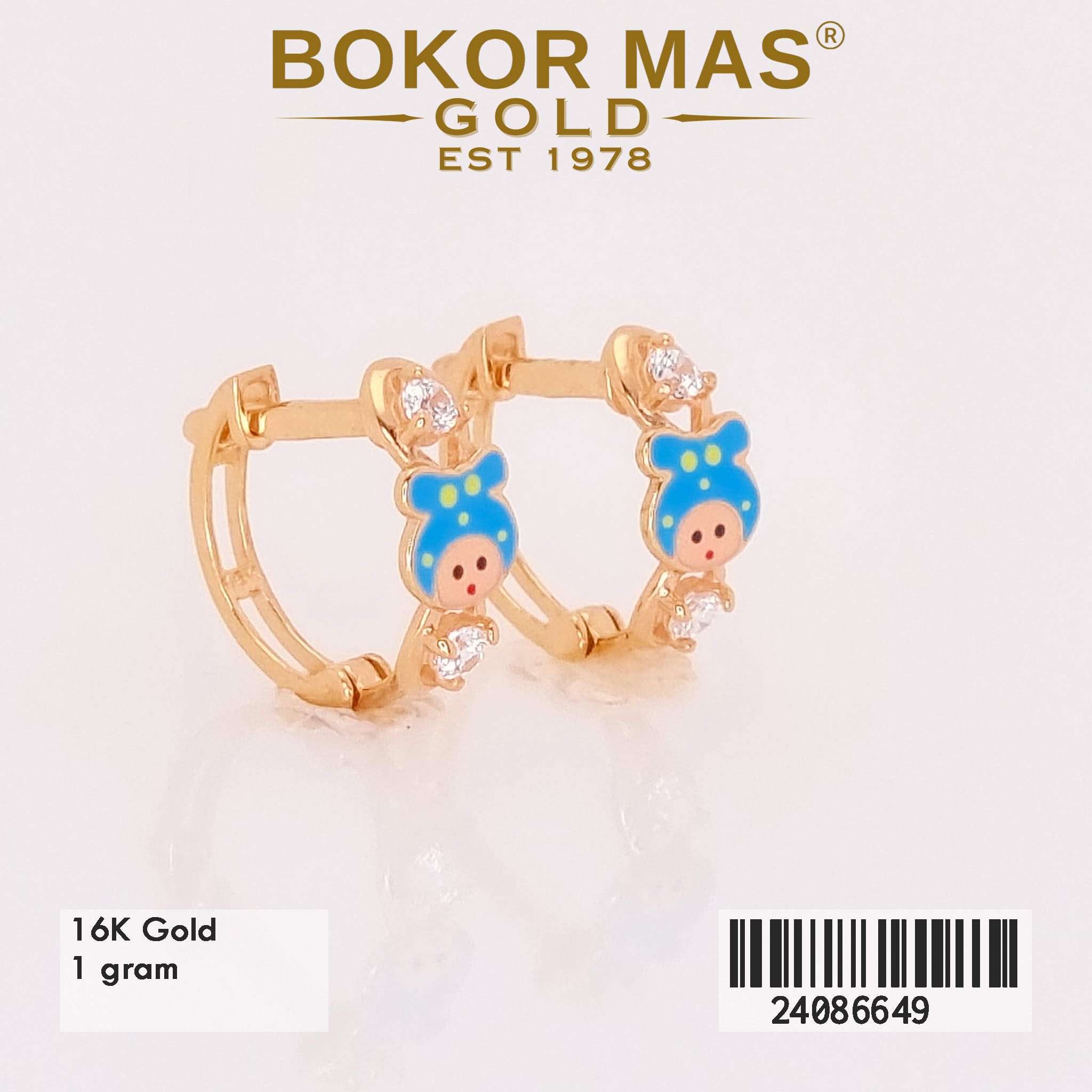 Anting Klip Anak Boneka Biru Variasi Permata - 24086649 - 1 6K