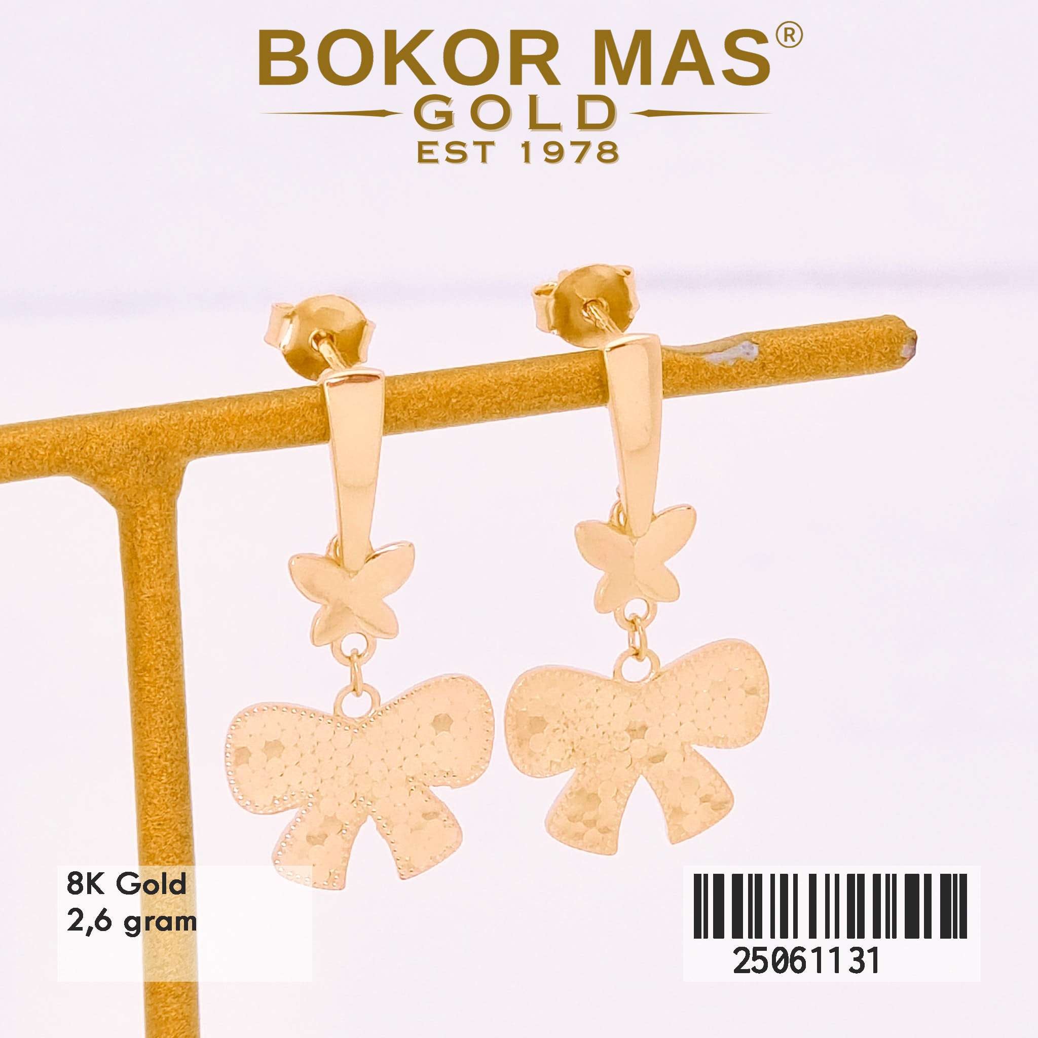 Anting Emas Tusuk Variasi Pita Gantung - 25061131 - 8K