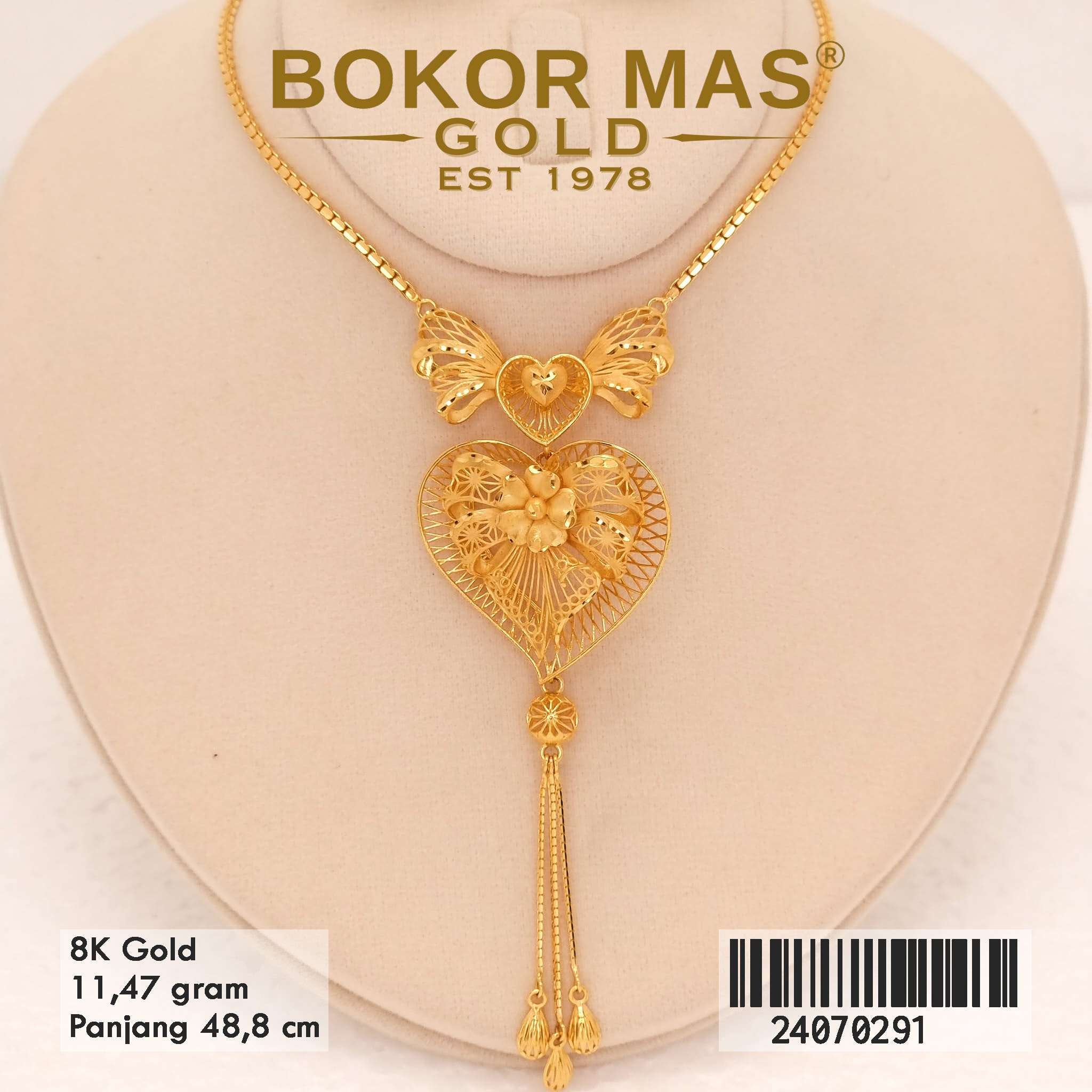 Kalung Italy Santa Variasi Love Juntai Tanpa Permata - 24070291 - 9K