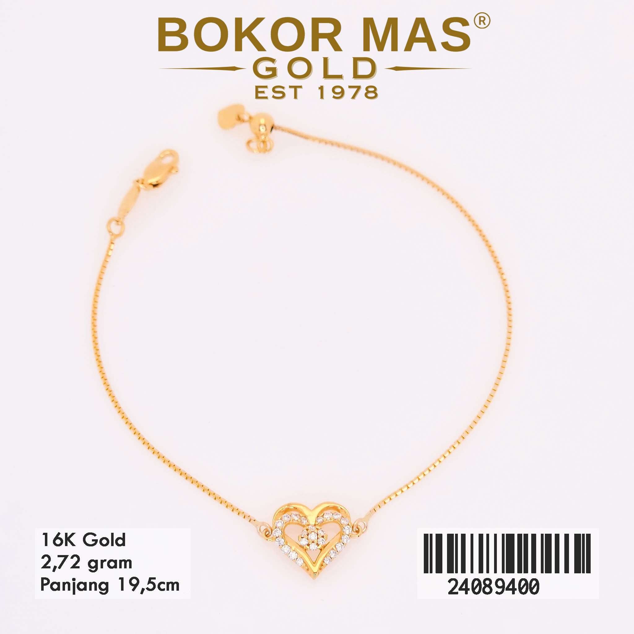 Gelang Rantai Variasi Serut Heart - 24089400 - 16K