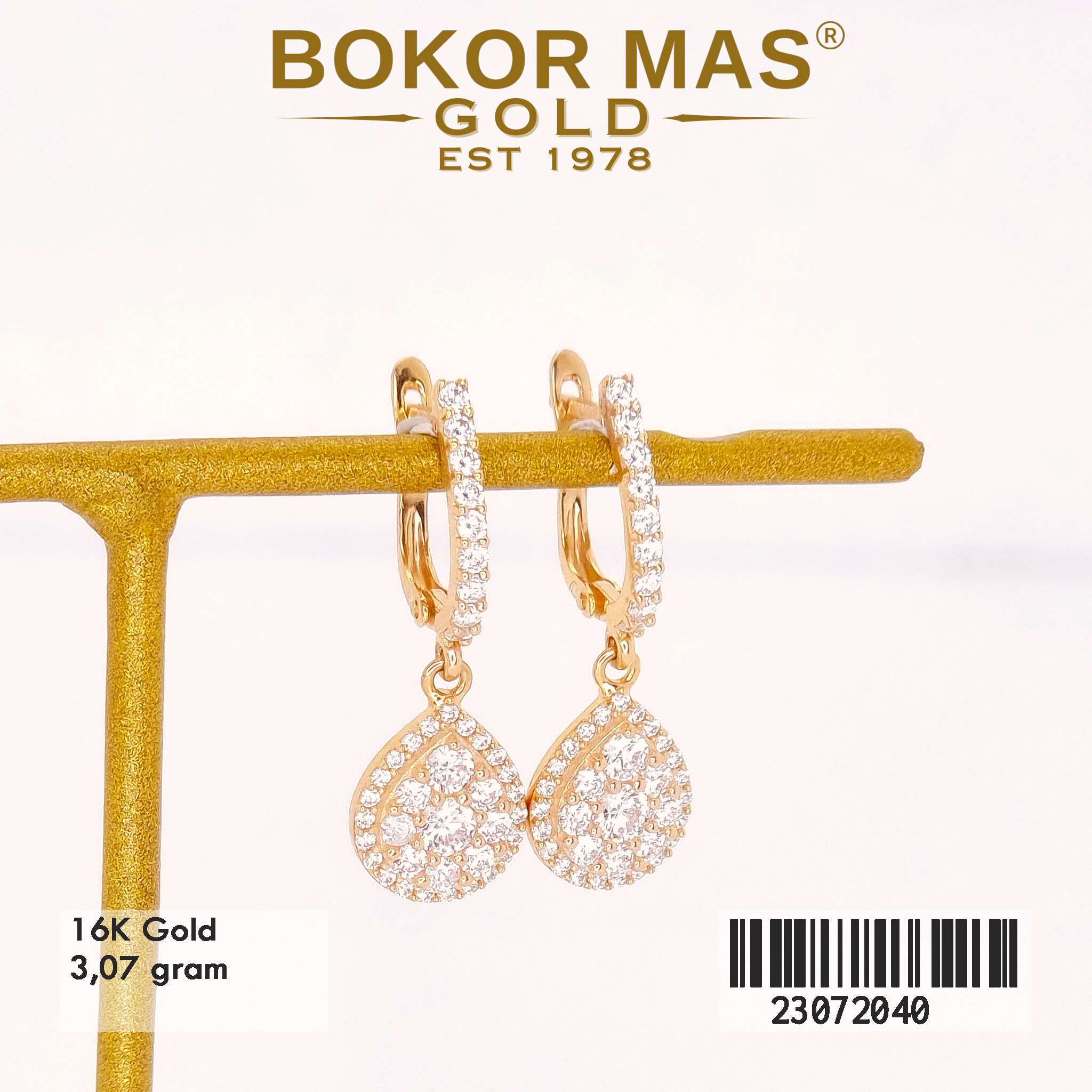 Anting Klip Variasi Permata Gantung - 23072040 - 16K