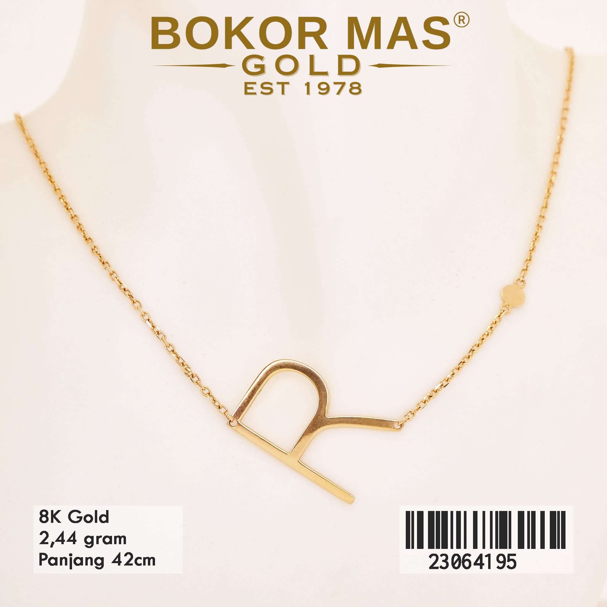 Kalung Huruf R Variasi Tanpa Permata - 23064195 - 8K