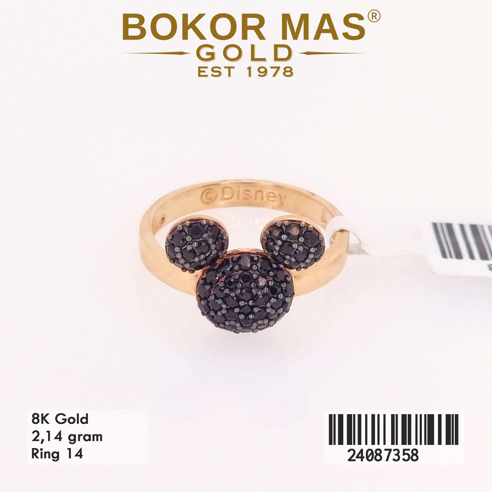 Cincin Mickey Variasi Permata Hitam - 24087358 - 8K