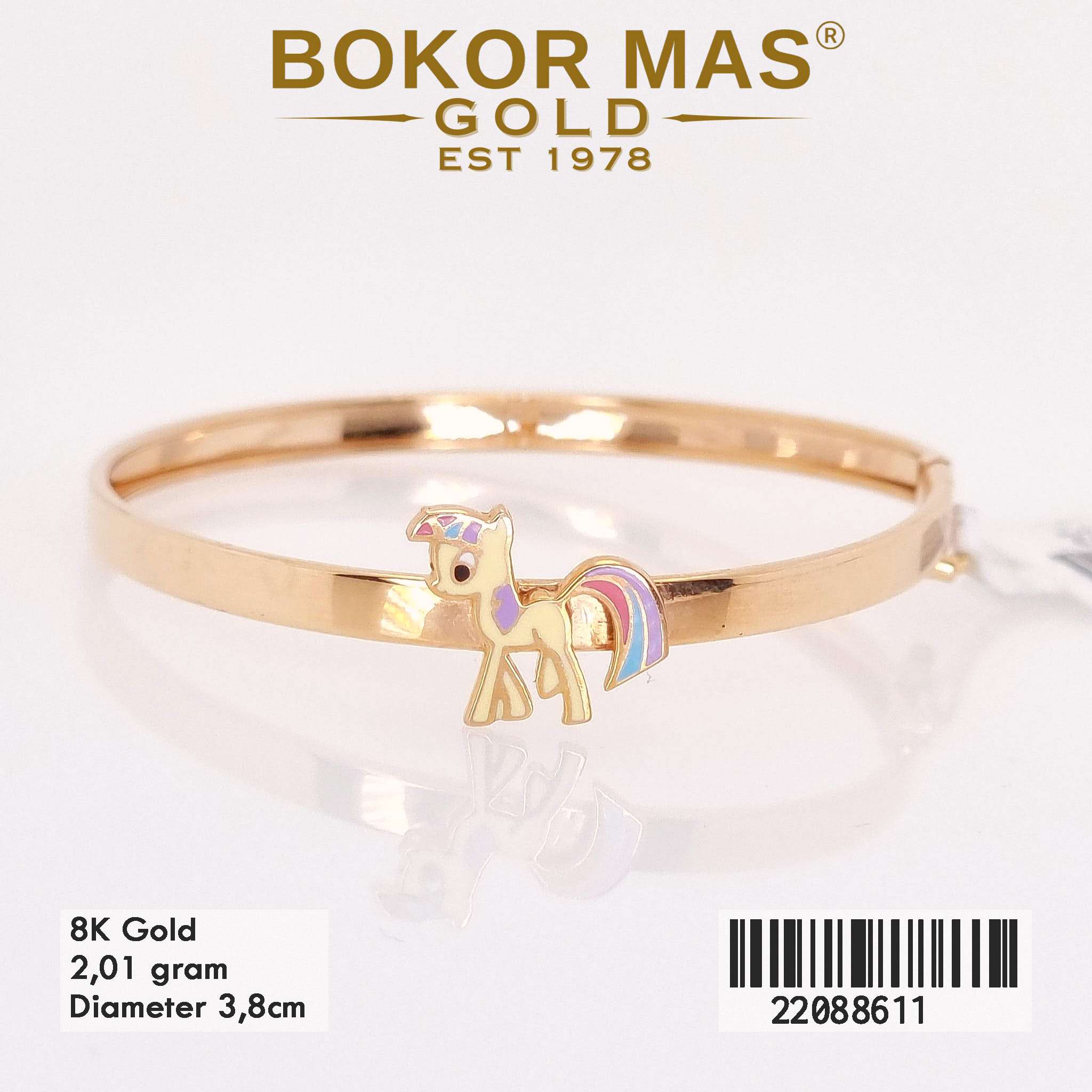 Gelang Kaku Anak Variasi Unicorn Tanpa Permata - 22088611 - 8K