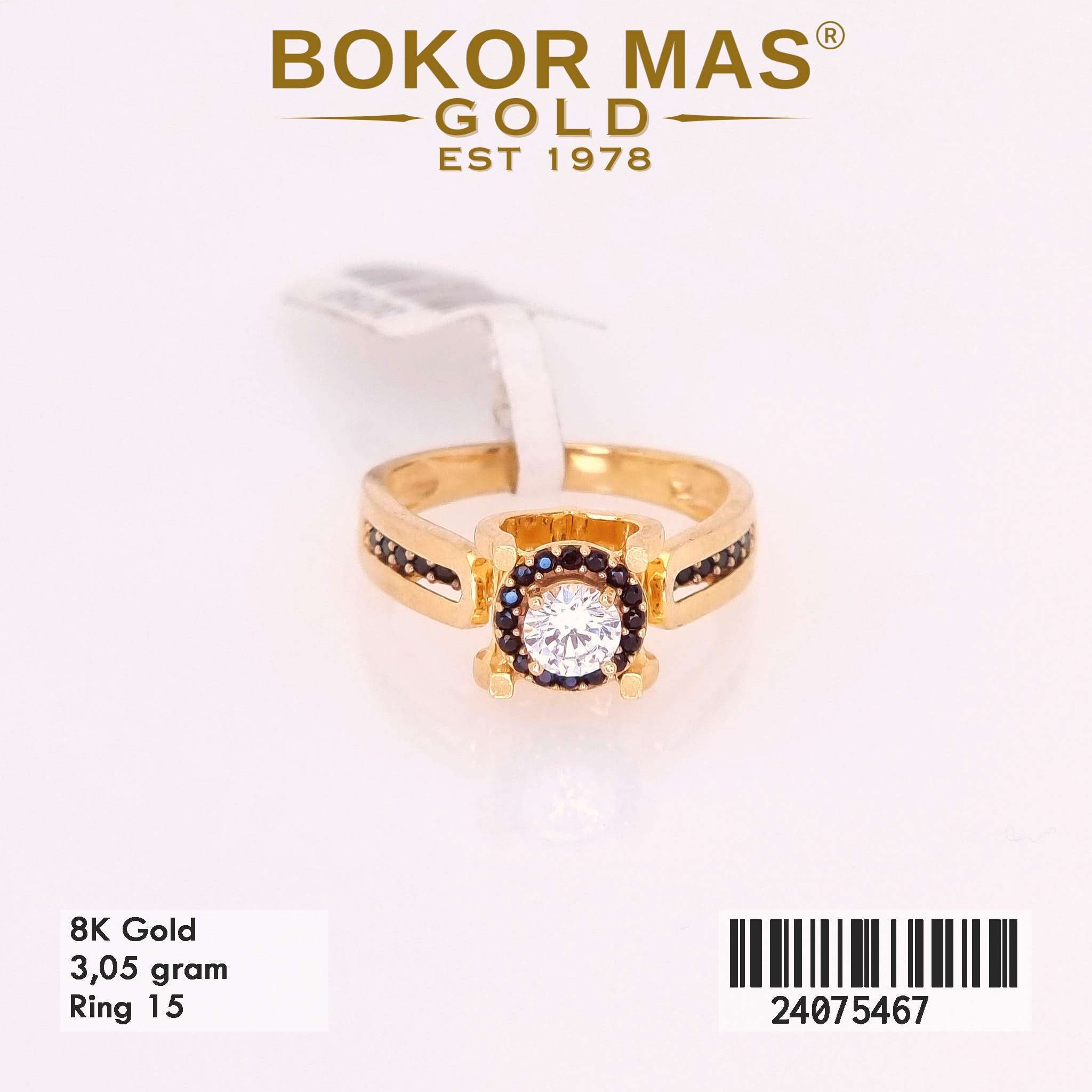Cincin Variasi Permata Hitam Putih - 24075467 - 8K