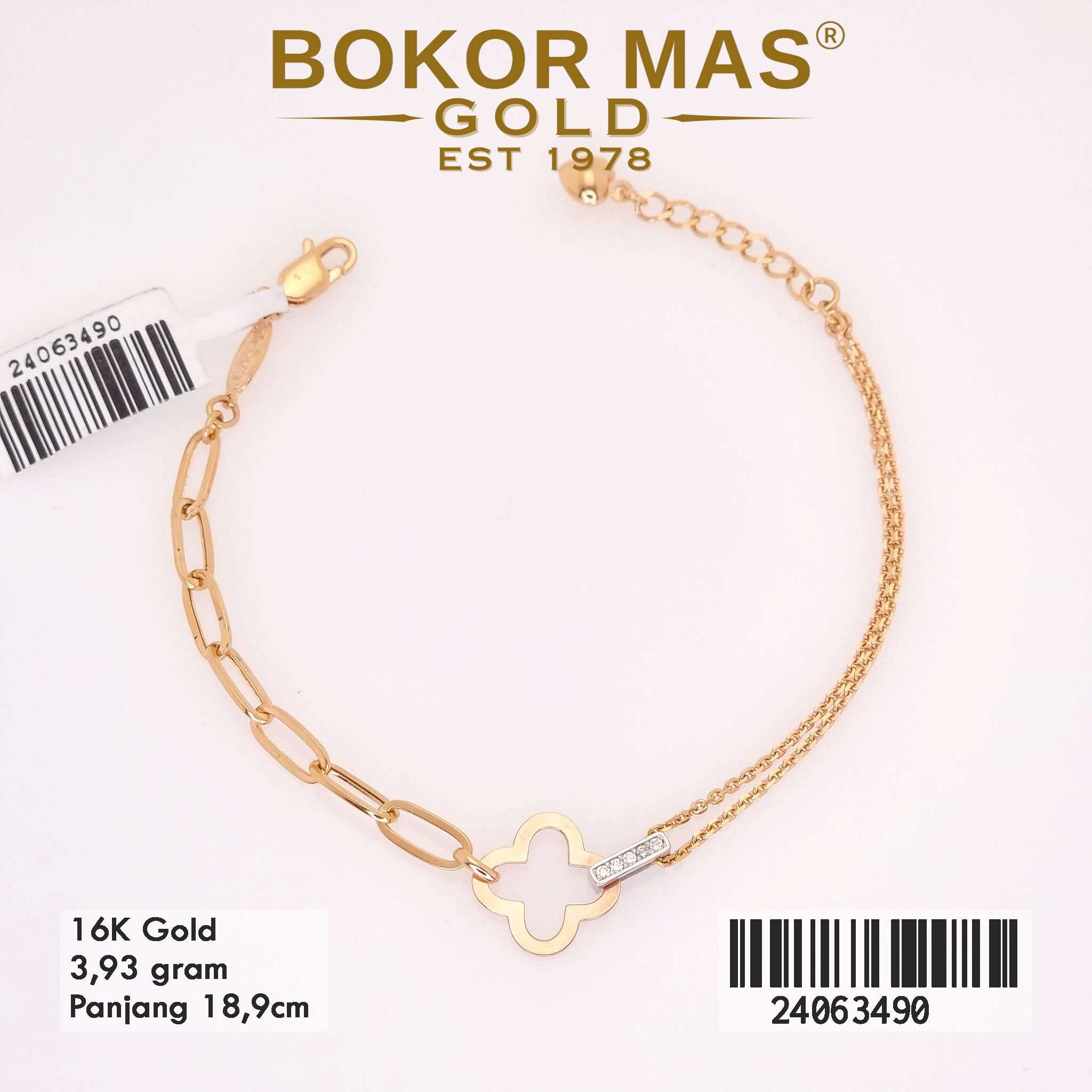 Gelang Rantai Bunga Variasi Permata  - 24063490 - 16K