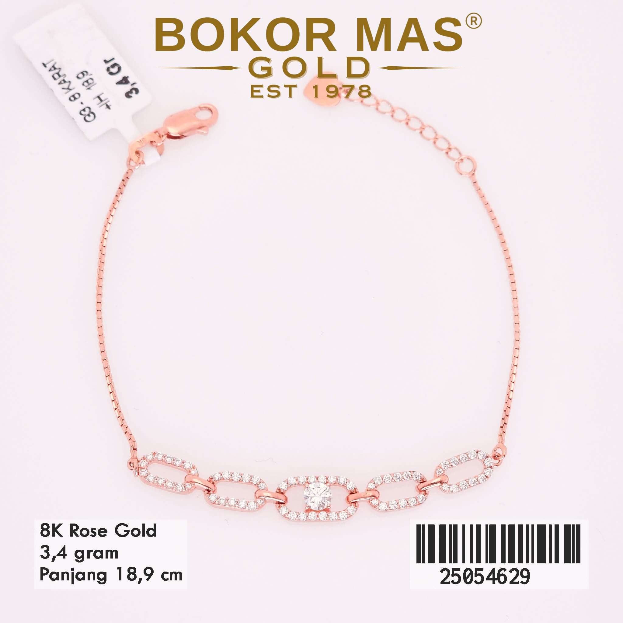 Gelang Emas Rantai Itali Variasi Permata - 25054629 - 8K
