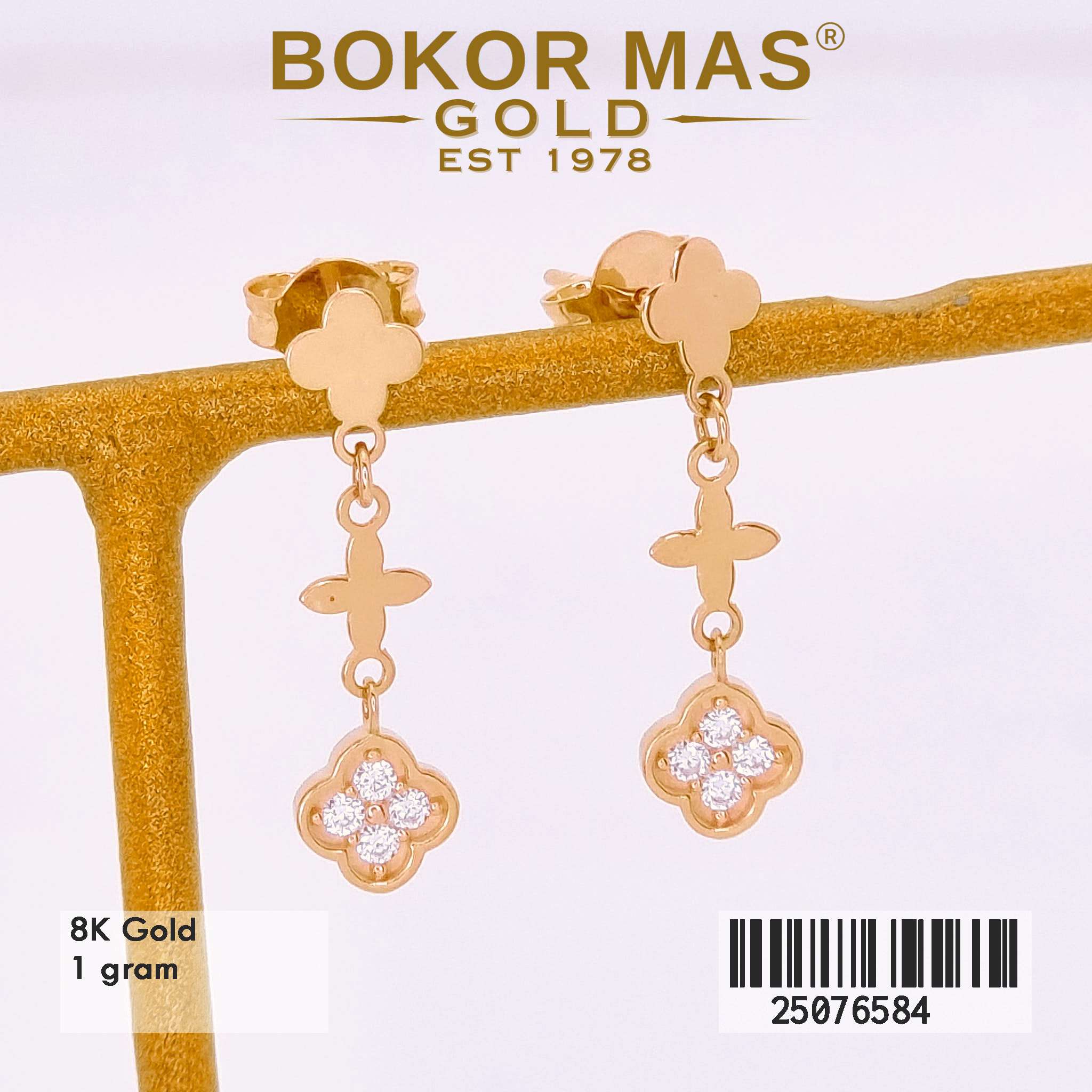 Anting Tusuk Juntai Variasi Bunga Permata - 25076584 - 8K