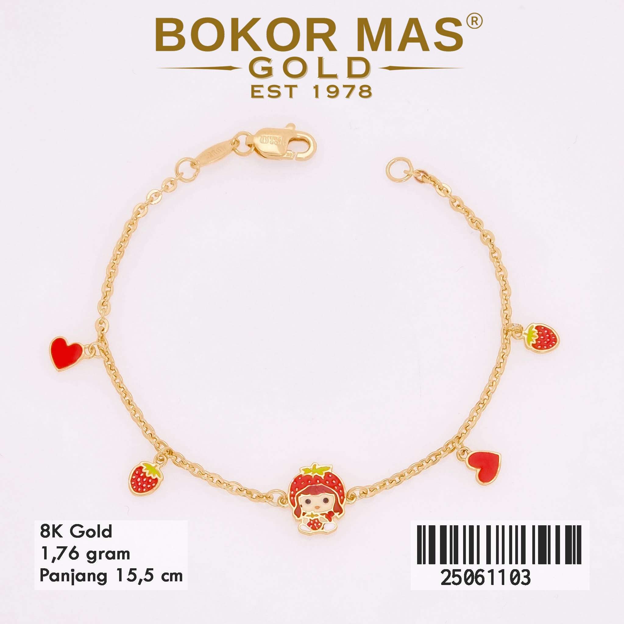 Gelang Emas Rantai Anak Variasi Boneka Strawberry - 25061103 - 8K
