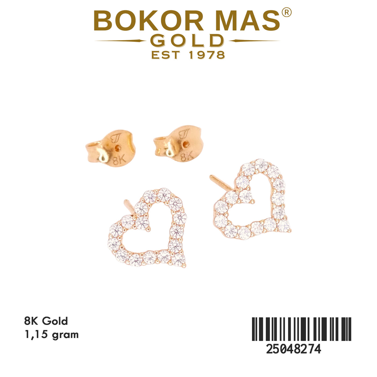 Anting Tusuk Variasi Hati Permata - 25048274 - 8K