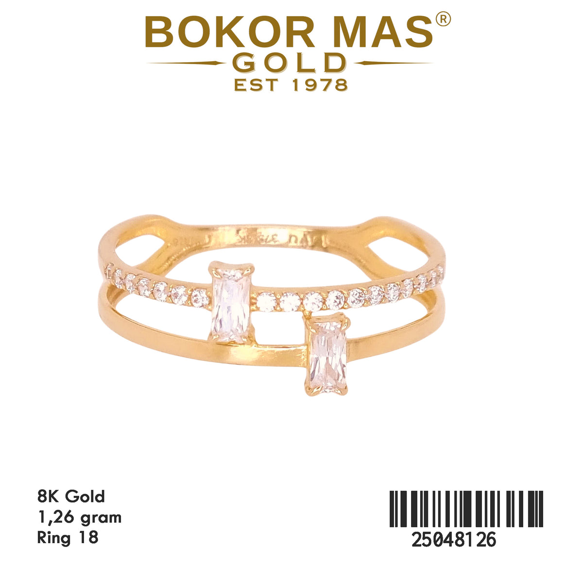 Cincin Emas Dua Layer Variasi Permata - 25048126 - 8K