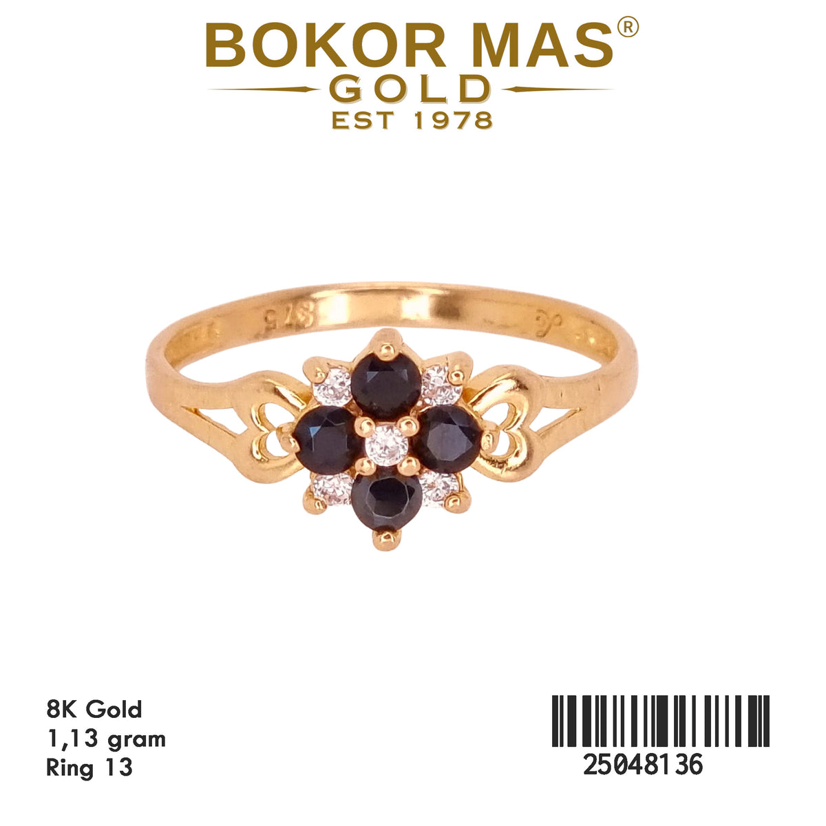 Cincin Emas Variasi Bunga Permata - 25048136 - 8K