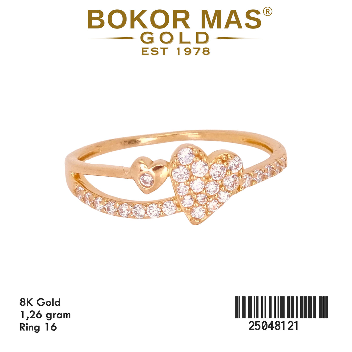Cincin Emas Variasi Hati Permata - 25048121 - 8K