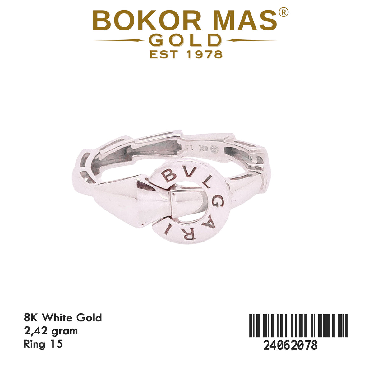 Cincin Model Bvglr White Gold - 24062078 - 8K