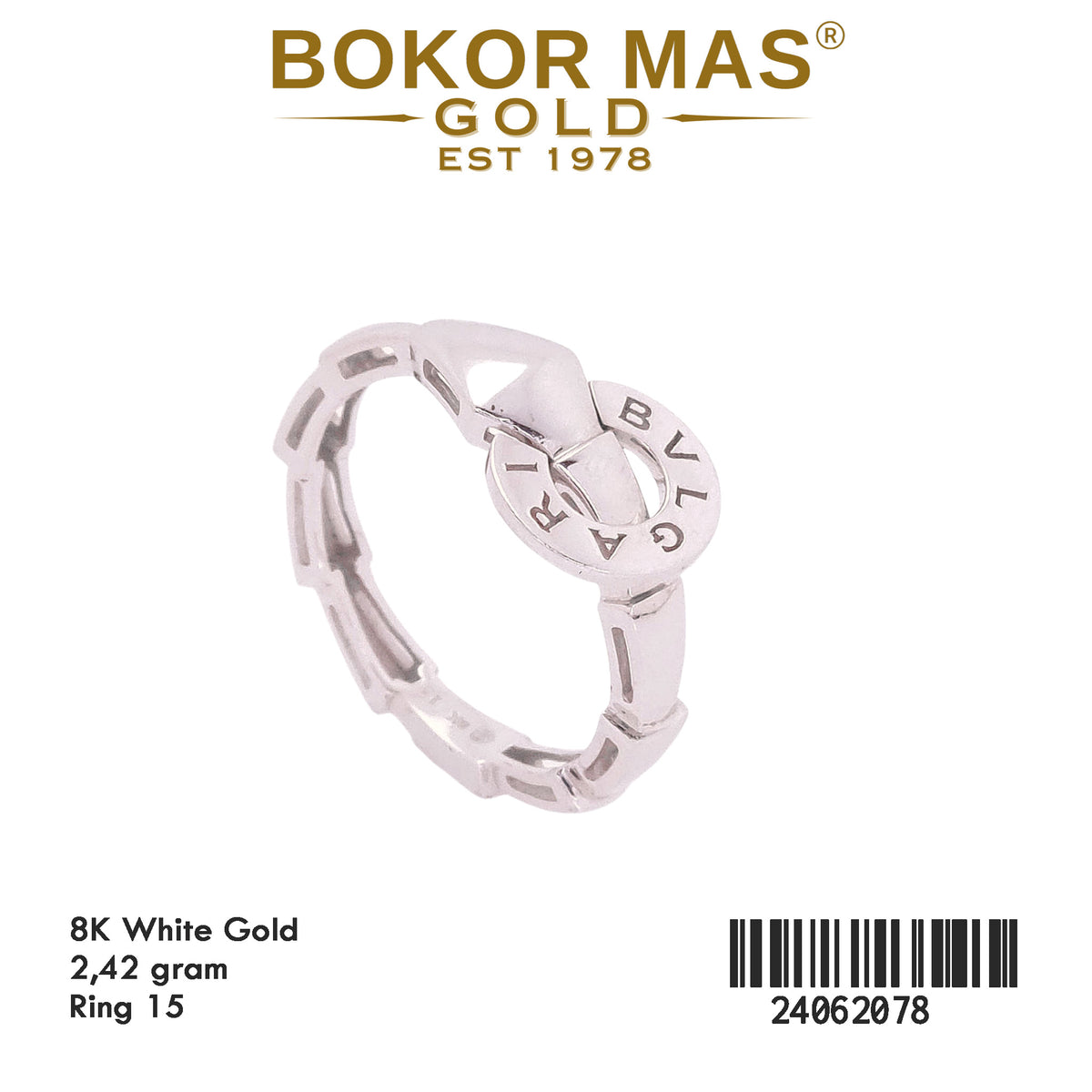 Cincin Model Bvglr White Gold - 24062078 - 8K