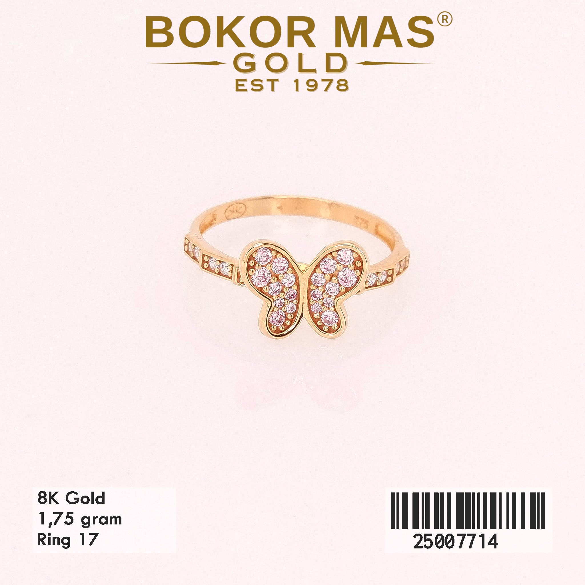 Foto Cincin Emas Asli Cincin variasi Kupu 8K - Perhiasan Asli Bokormas Gold