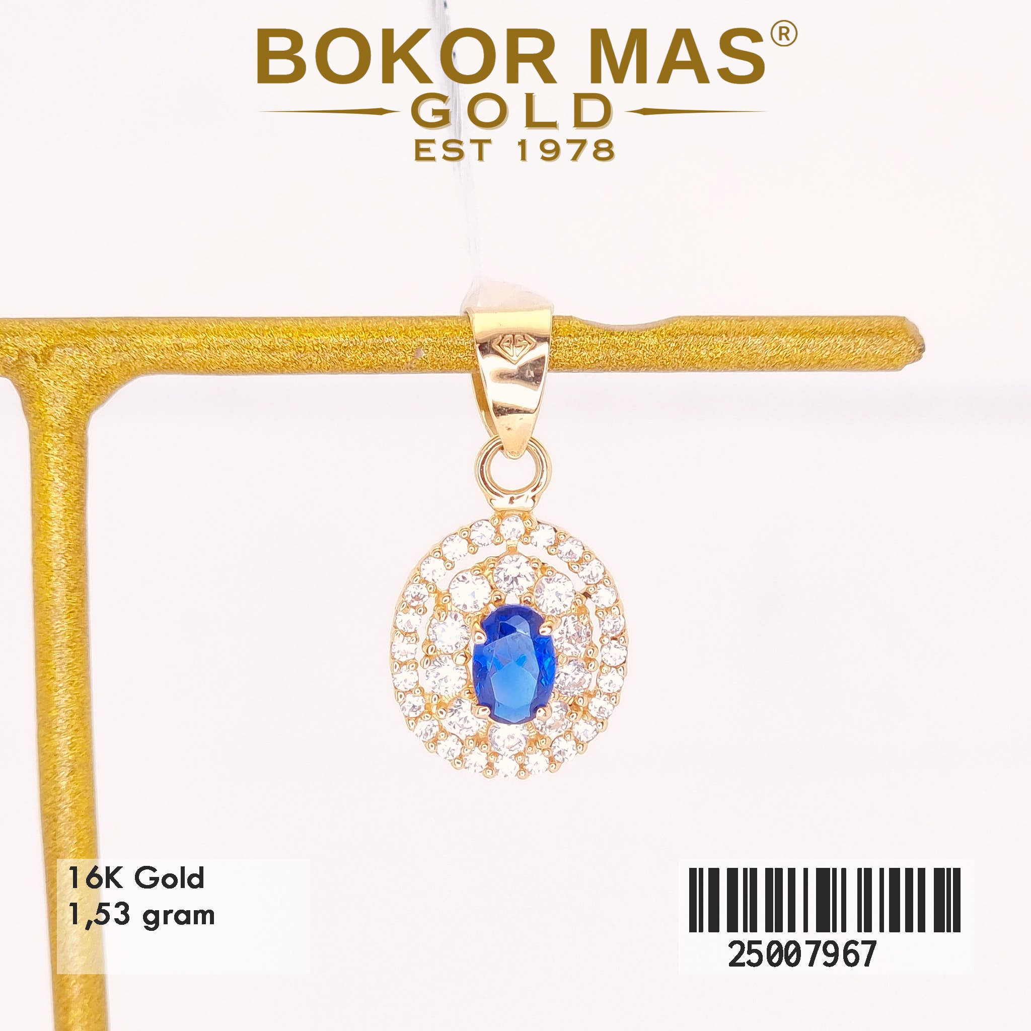 Foto Liontin Emas Asli Liontin Permata Biru  - Perhiasan Asli Bokormas Gold