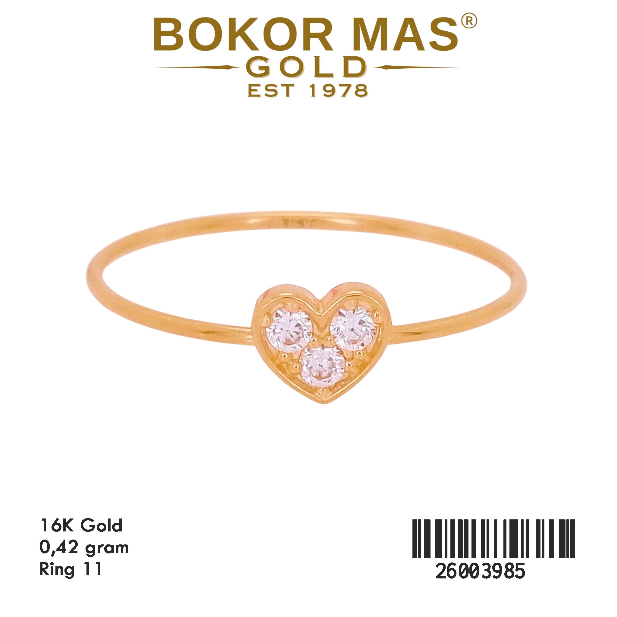 Cincin Variasi Hati Permata -  26003985 - 16K