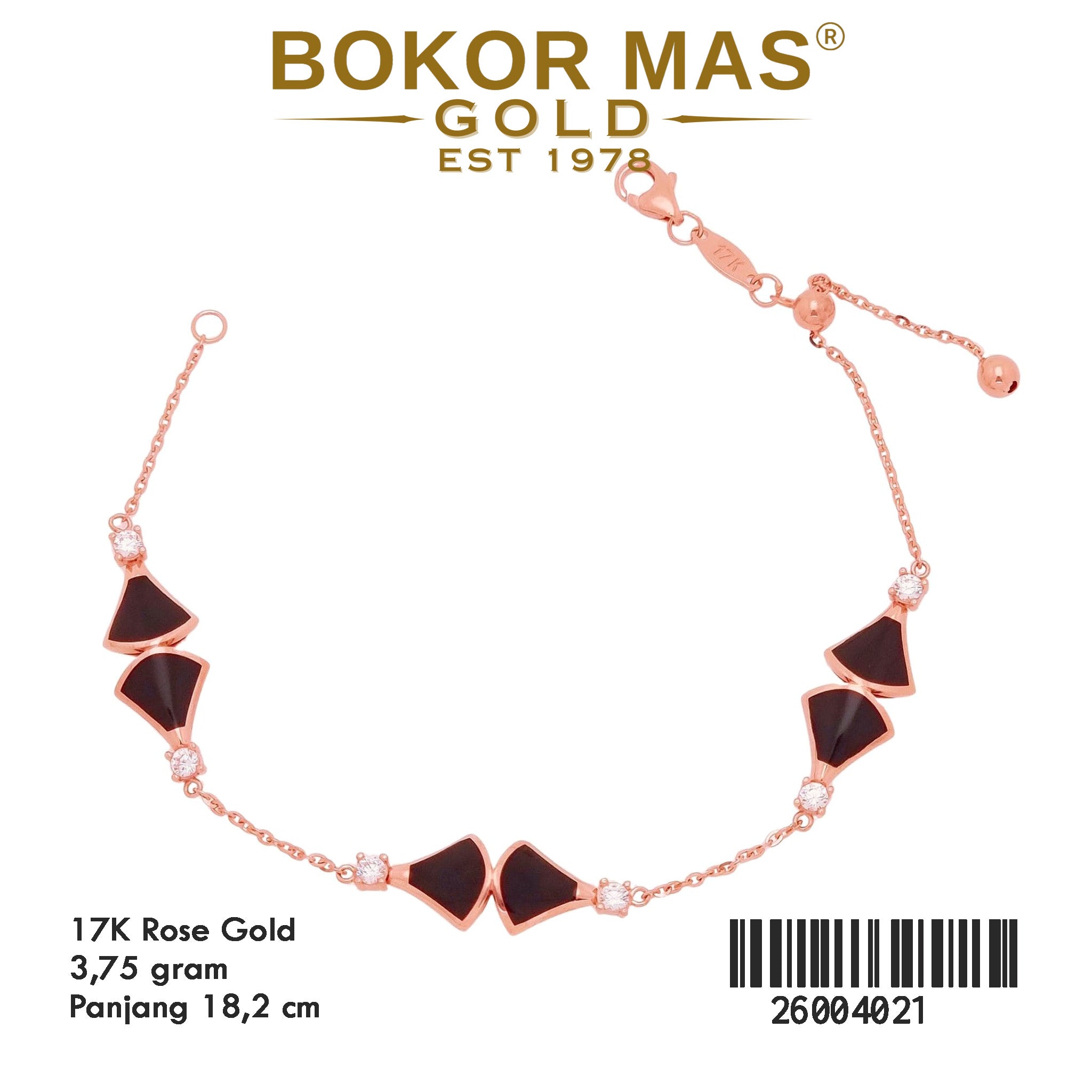 Gelang Rantai Serut Variasi Diva Hitam -  26004021 - 17K
