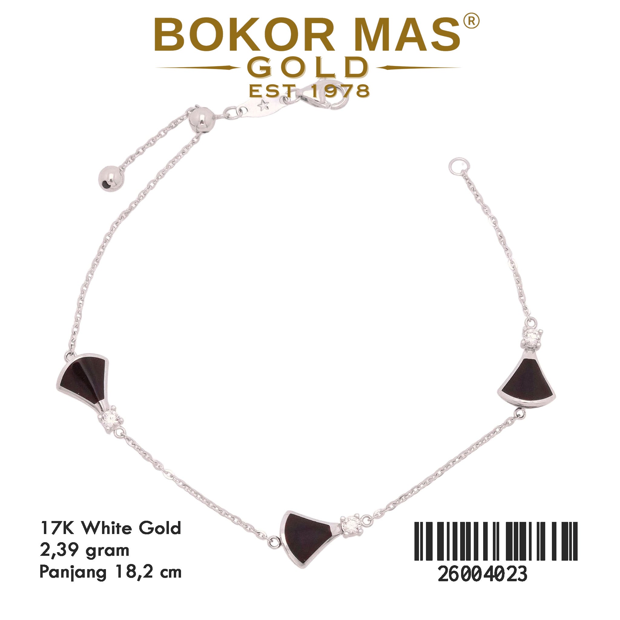 Gelang Rantai Serut Variasi Diva Hitam -  26004023 - 17K