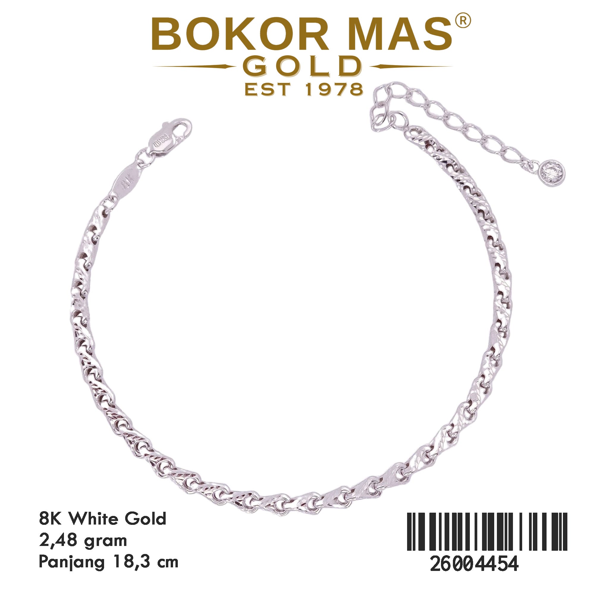 Gelang Rantai Variasi Tanpa Permata - 26004454 - 8K