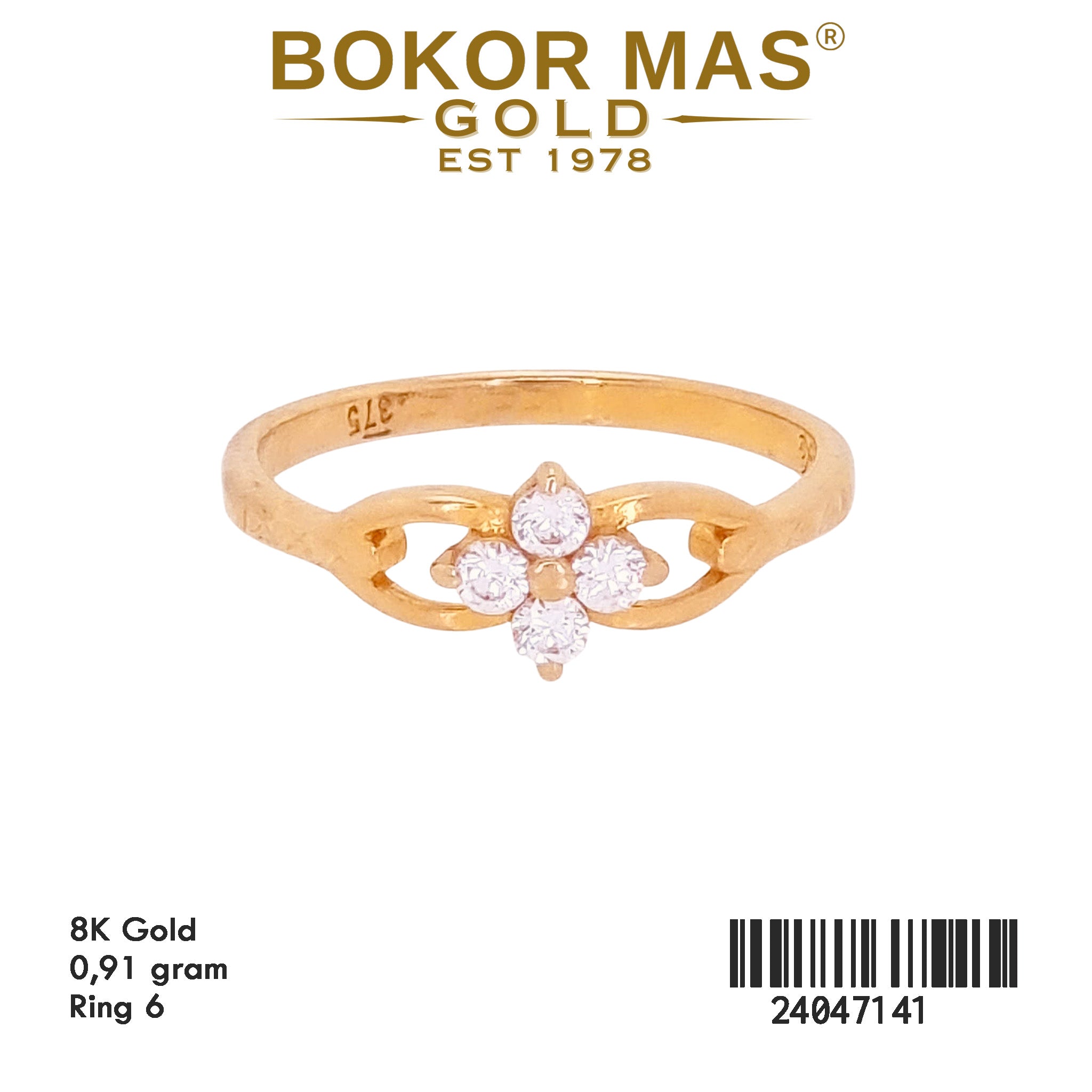 Cincin Emas Anak Variasi Bunga Permata - 24047141 - 8K