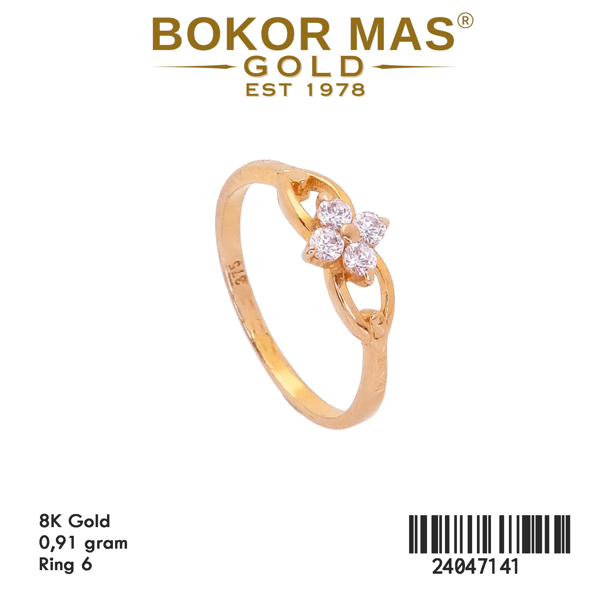 Cincin Emas Anak Variasi Bunga Permata - 24047141 - 8K