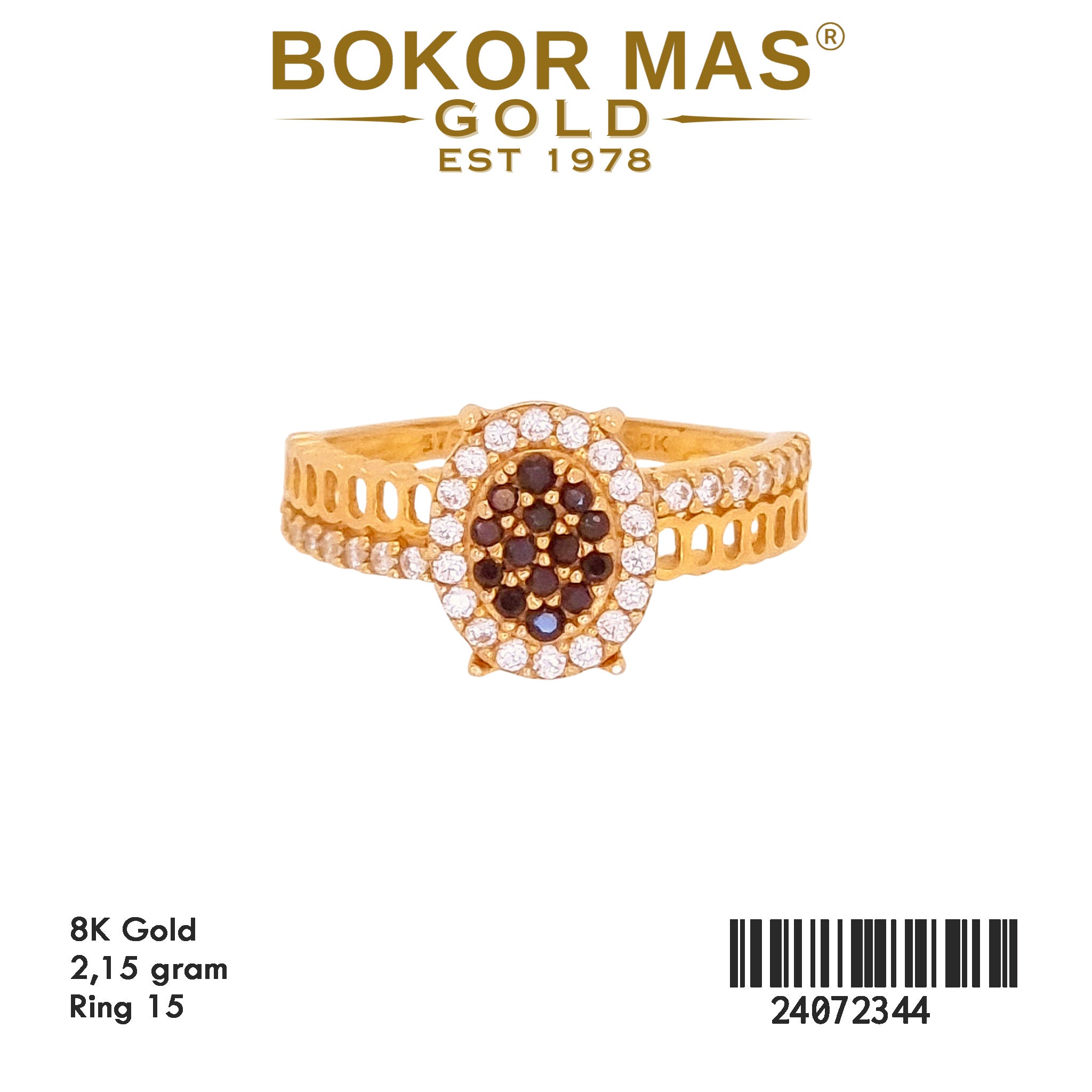 Cincin Emas Variasi Permata hitam Putih - 24072344 - 8K